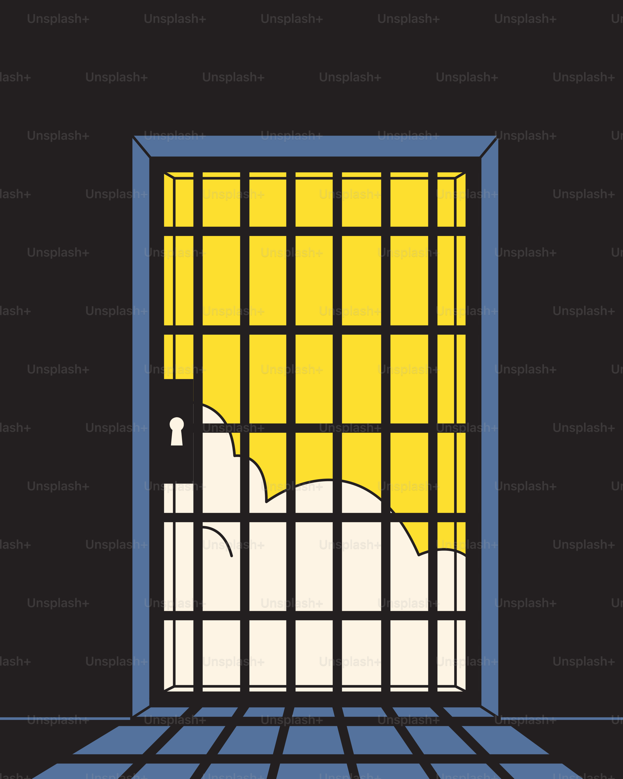 扉に南京錠がかかっている牢屋の独房のベクター – Unsplashの図の画像