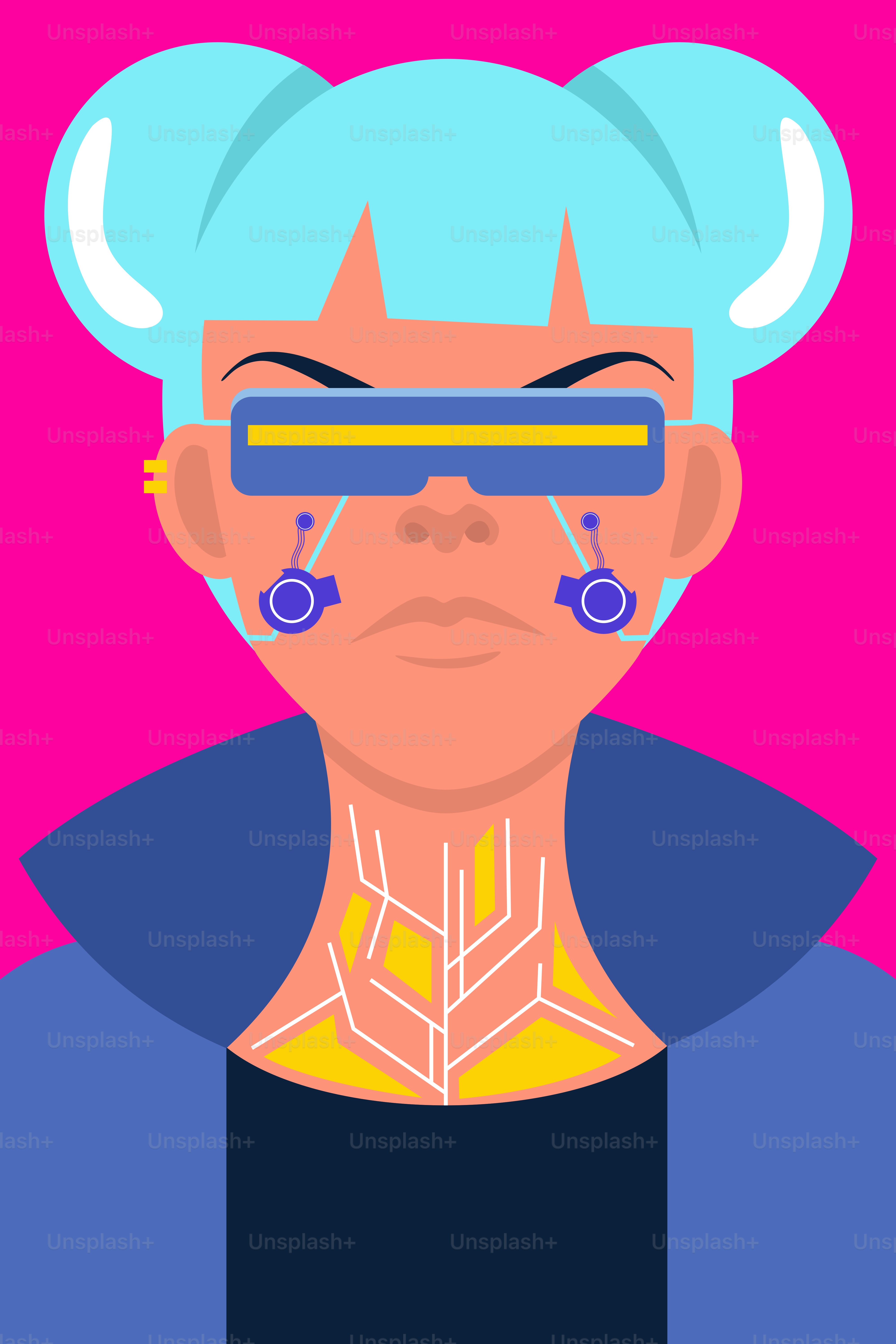 A woman wearing a pair of blue glasses