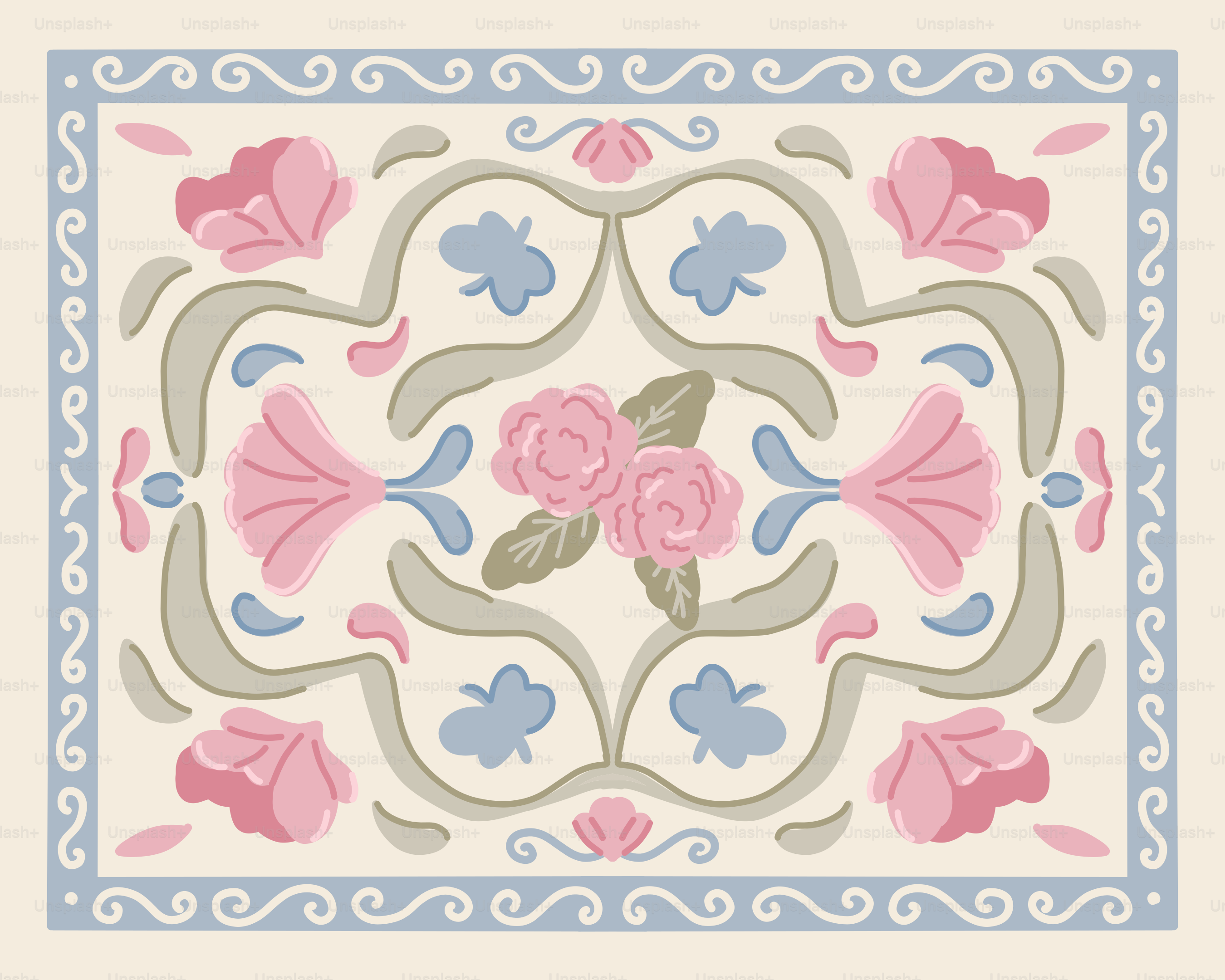 Una foto de una baldosa cuadrada con flores