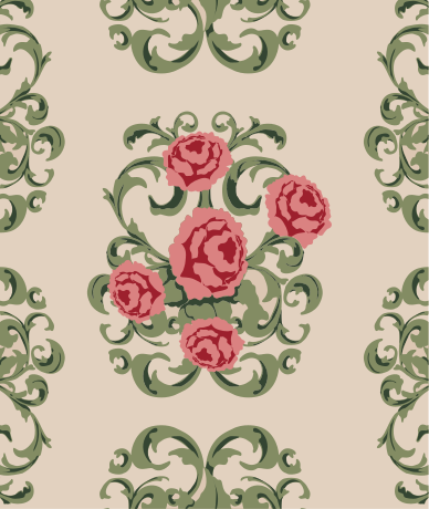 A pattern with roses on a beige background