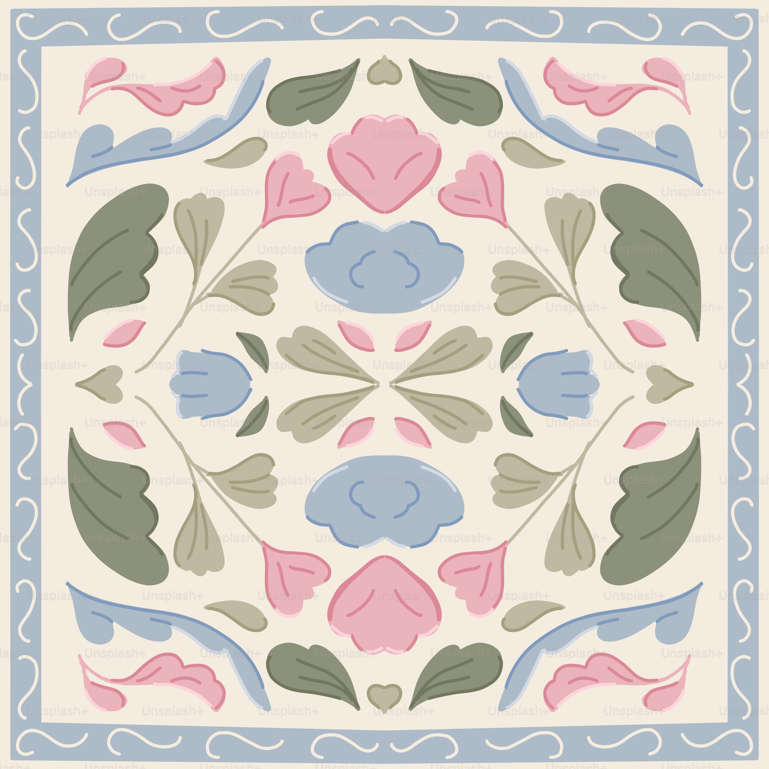 A square tile with a flower design on it vector – Illustration Image on ...