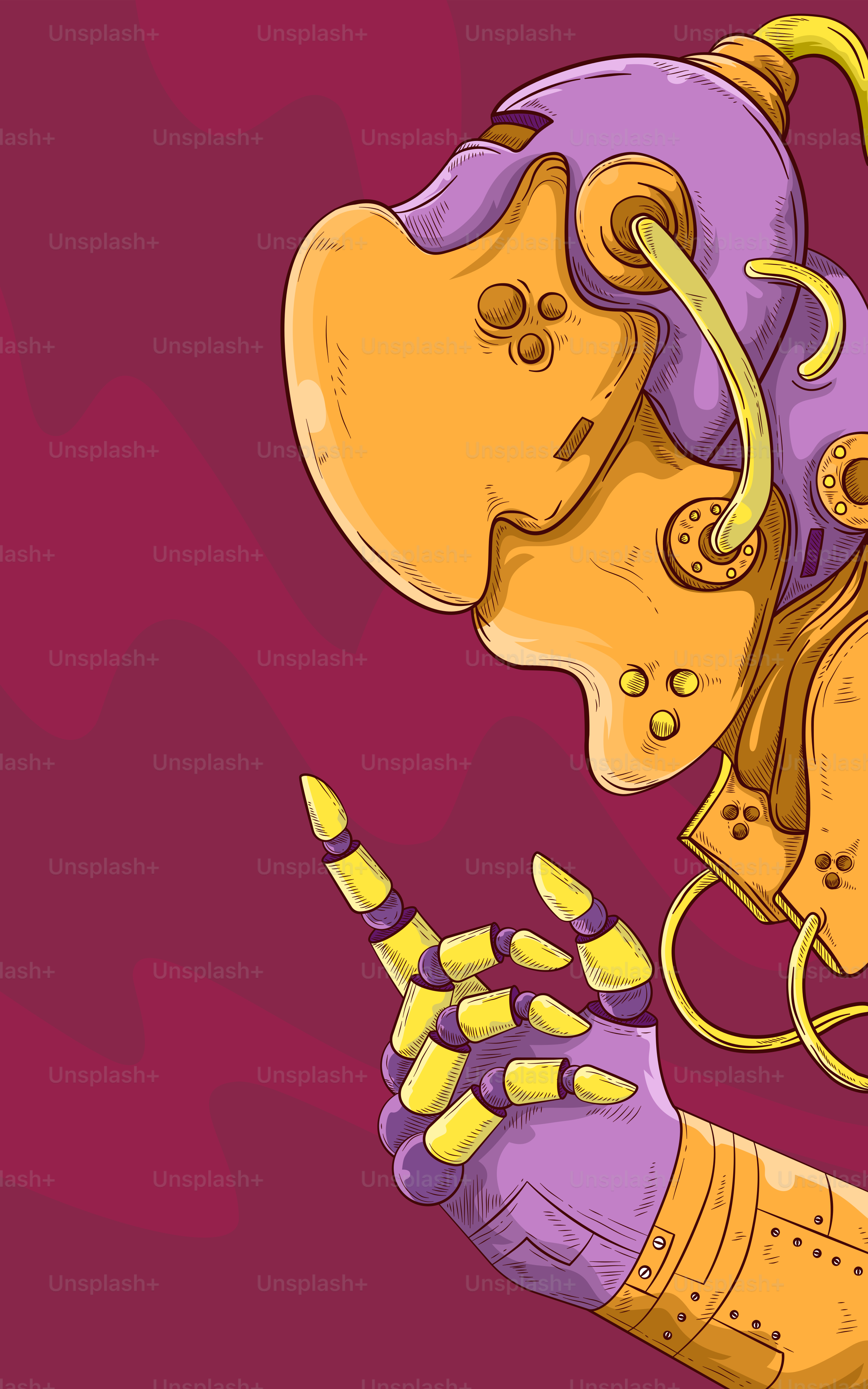 携帯電話を持つ人の絵