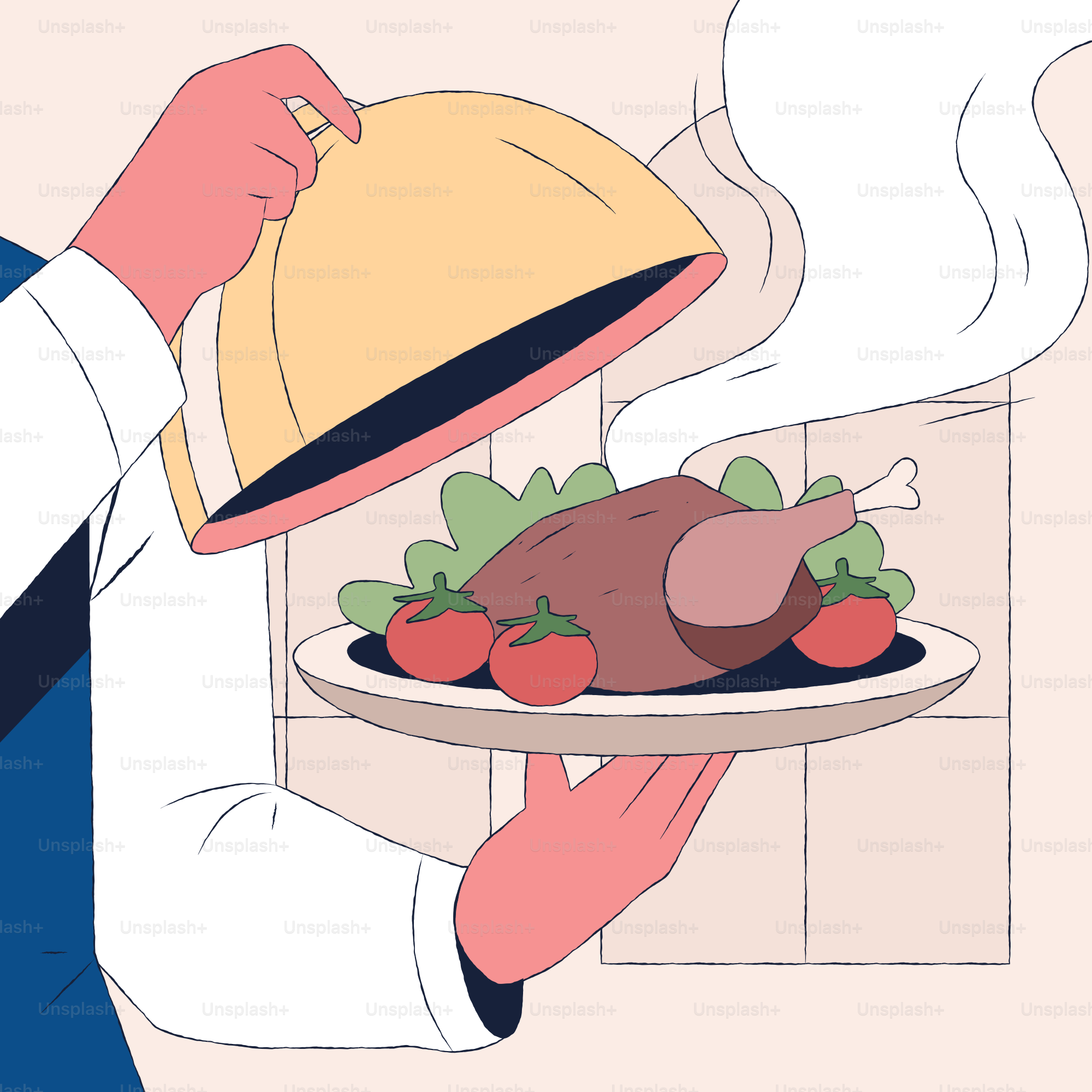 A person holding a plate of food with a hat on it