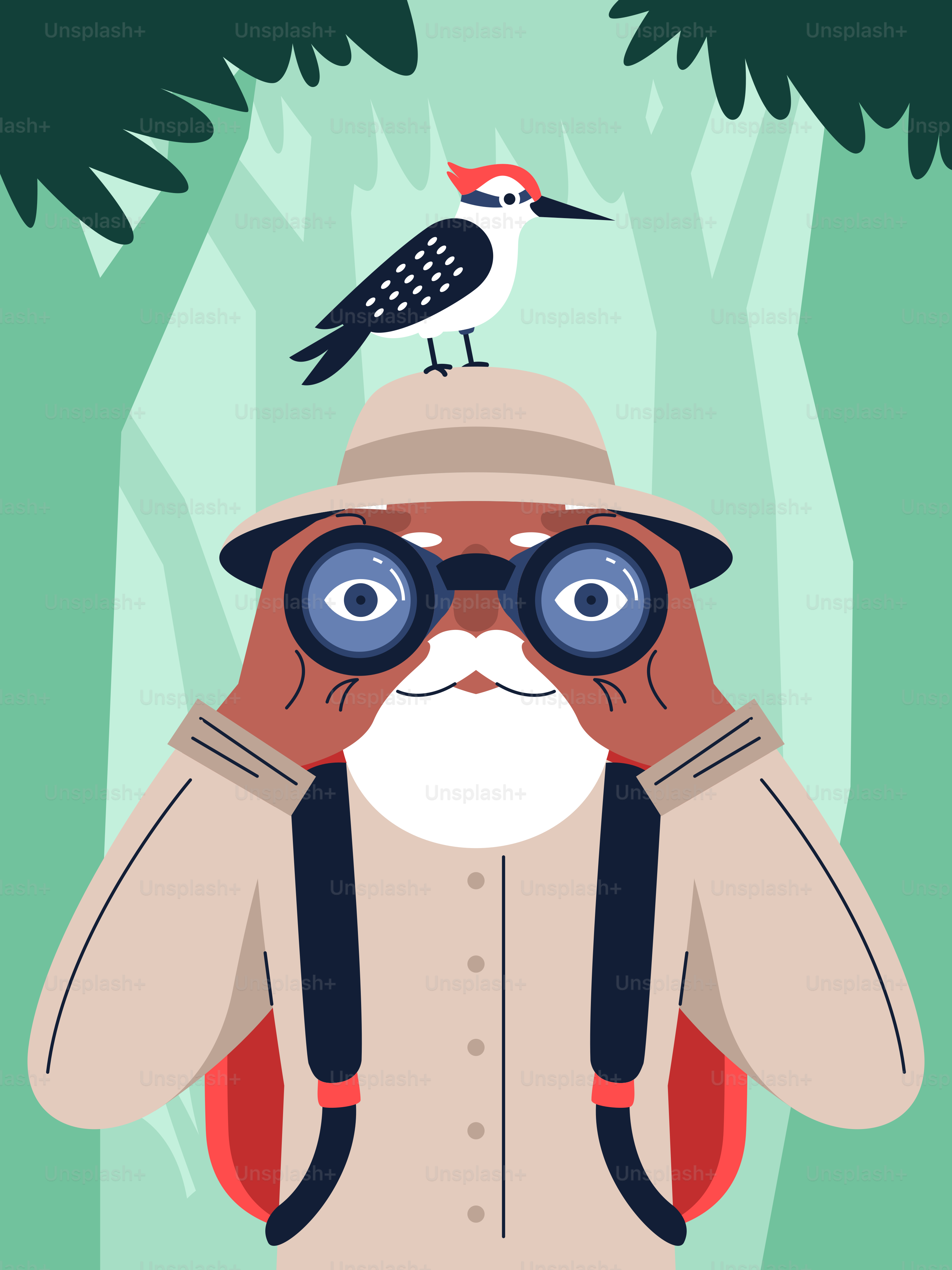 A bird is sitting on top of a man's head