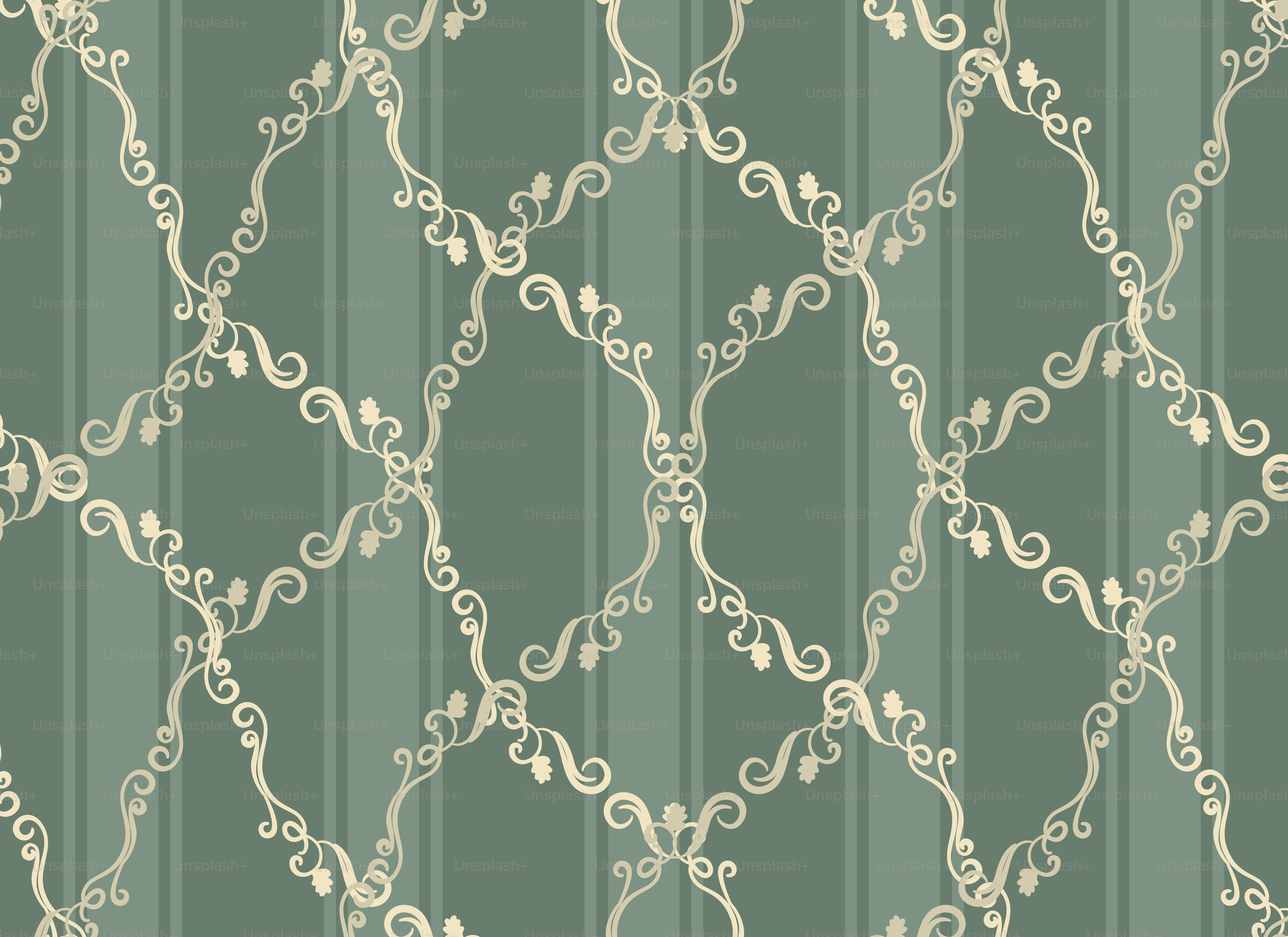 A green and white wallpaper with a pattern on it