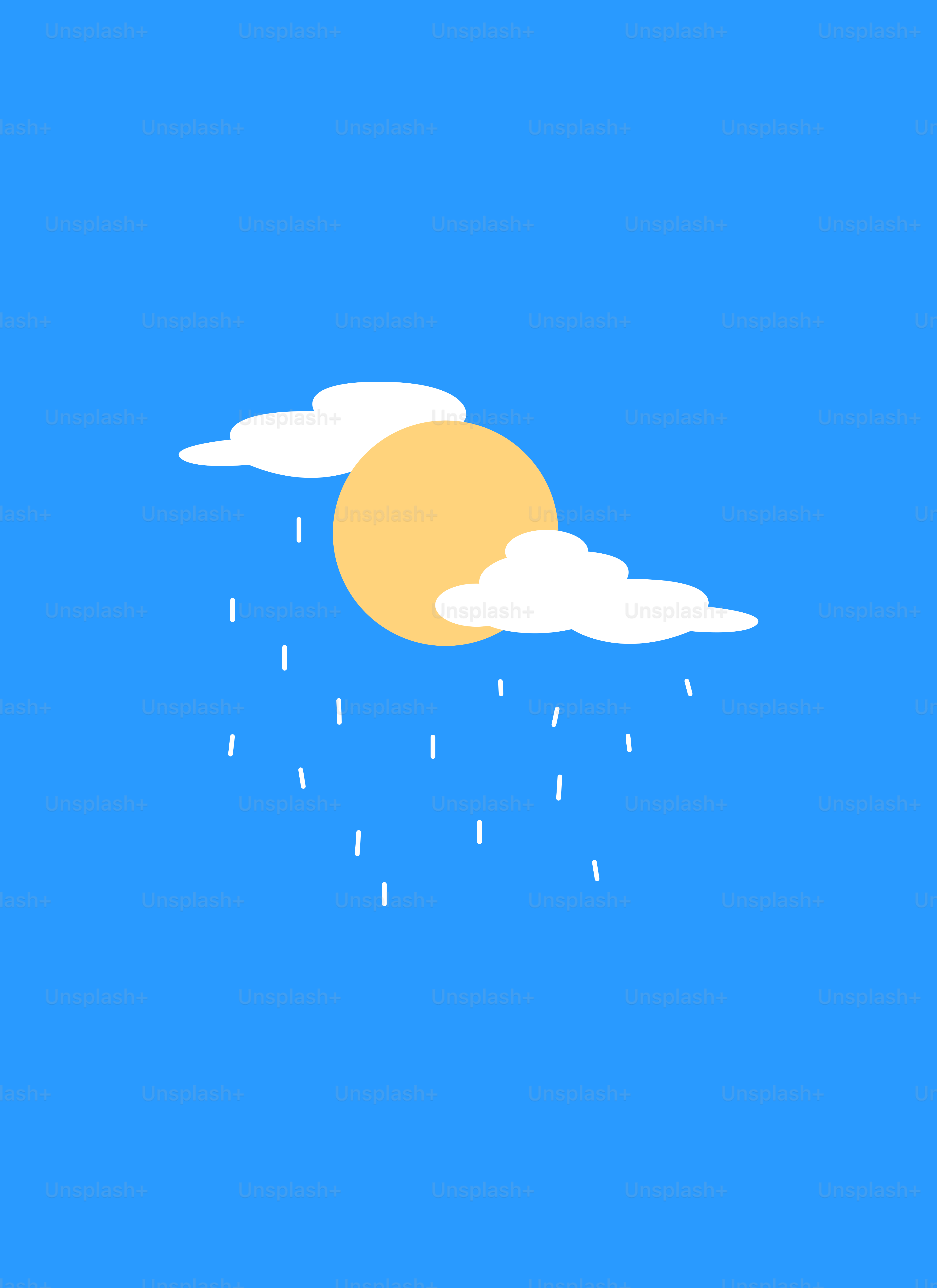 A blue sky with clouds and a yellow sun