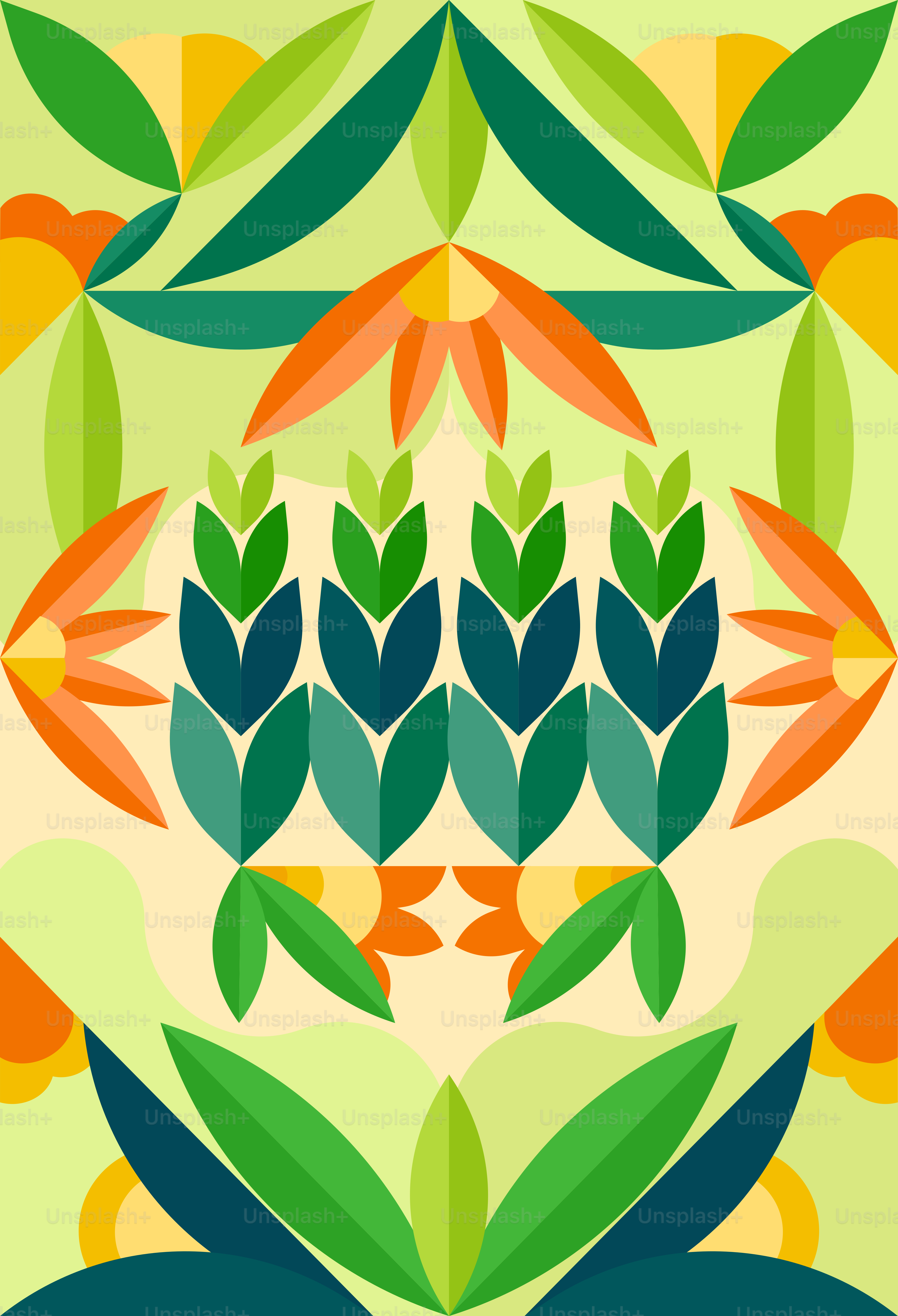Un colorido diseño floral sobre fondo verde