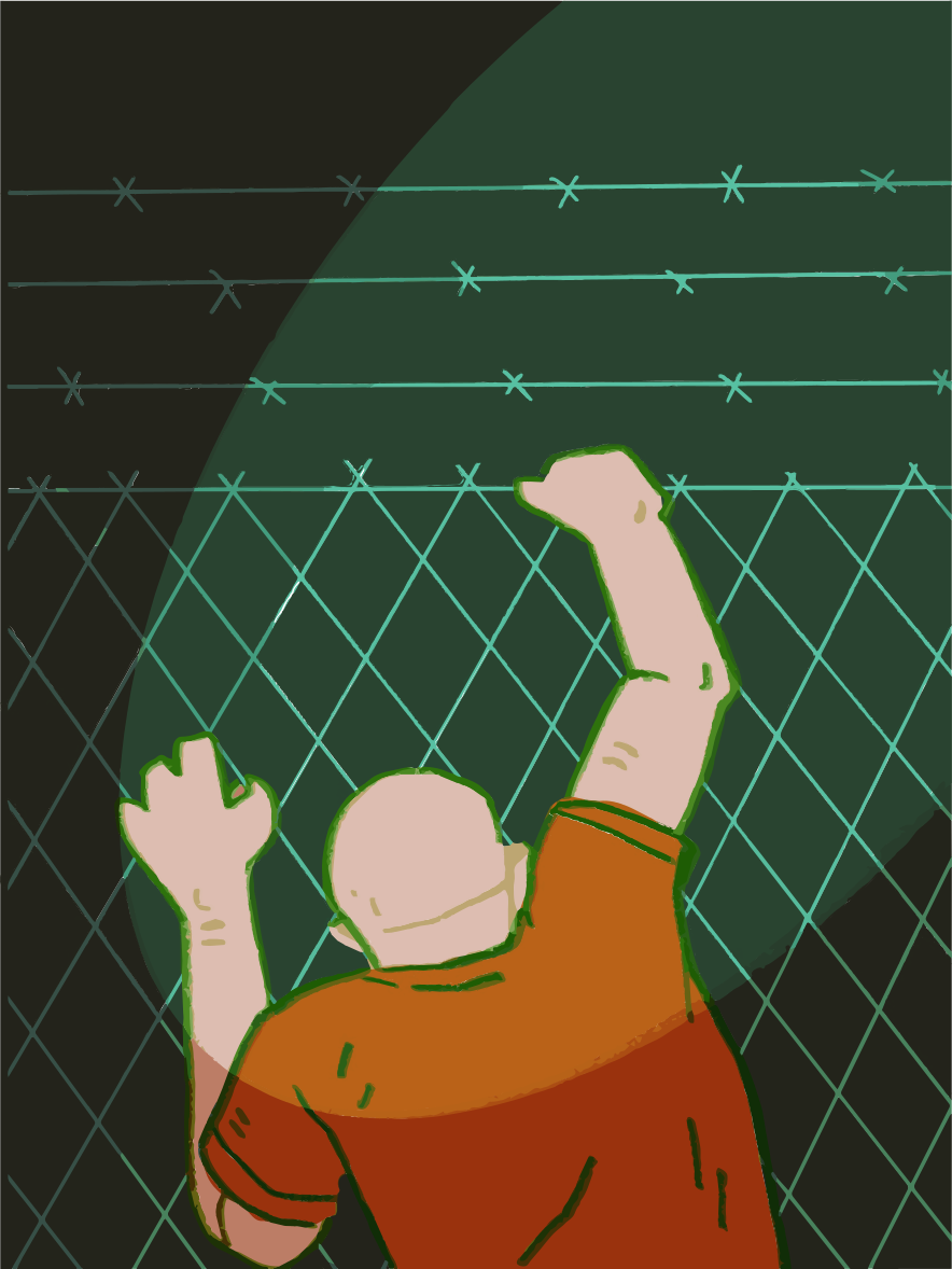 Un homme les bras en l’air