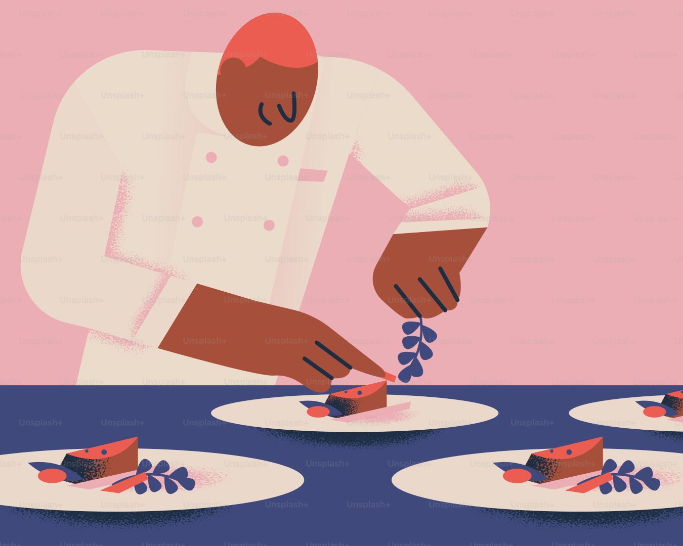 Un hombre con uniforme de chef está cortando un trozo de pastel