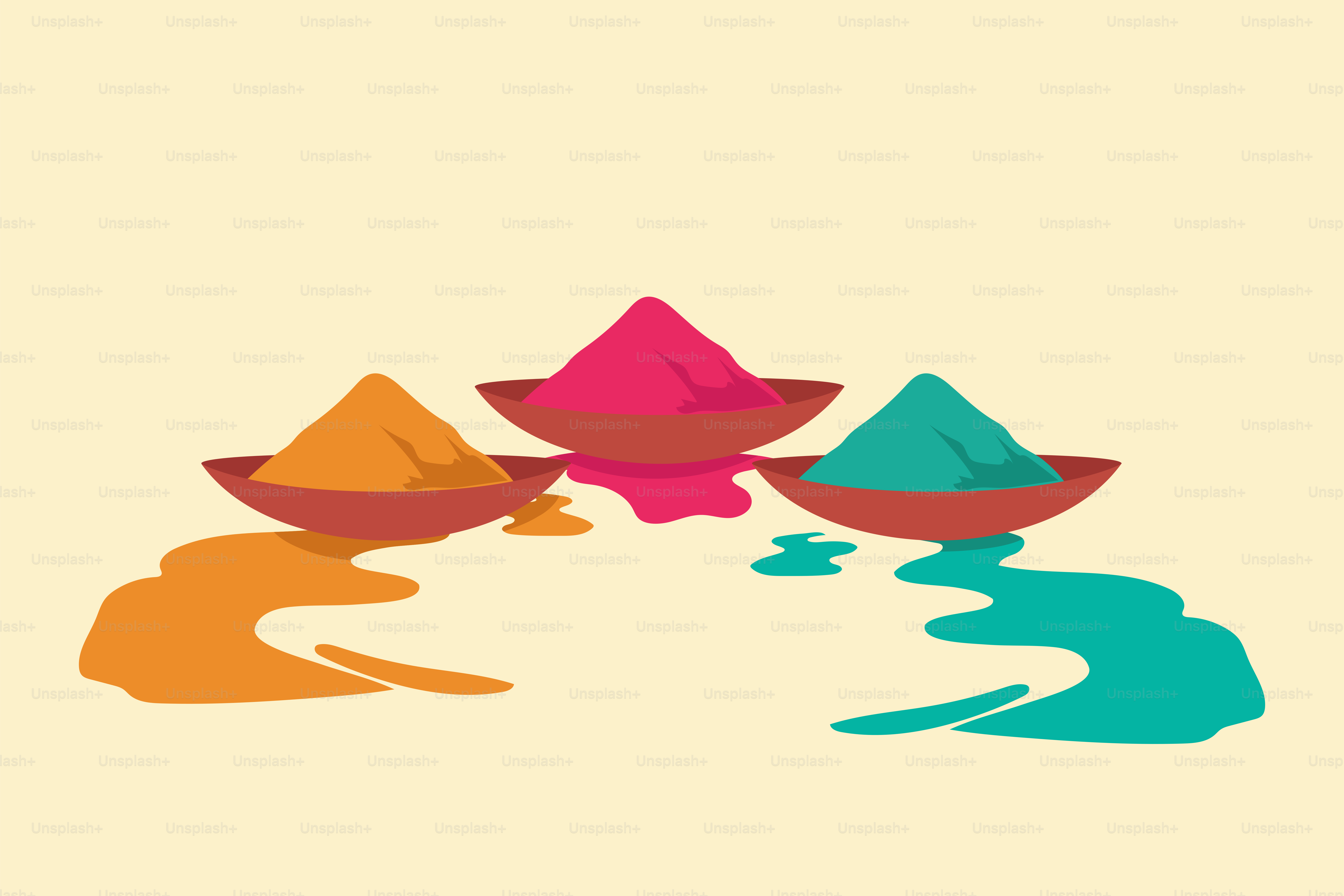 Un groupe de bols avec différentes couleurs de poudre