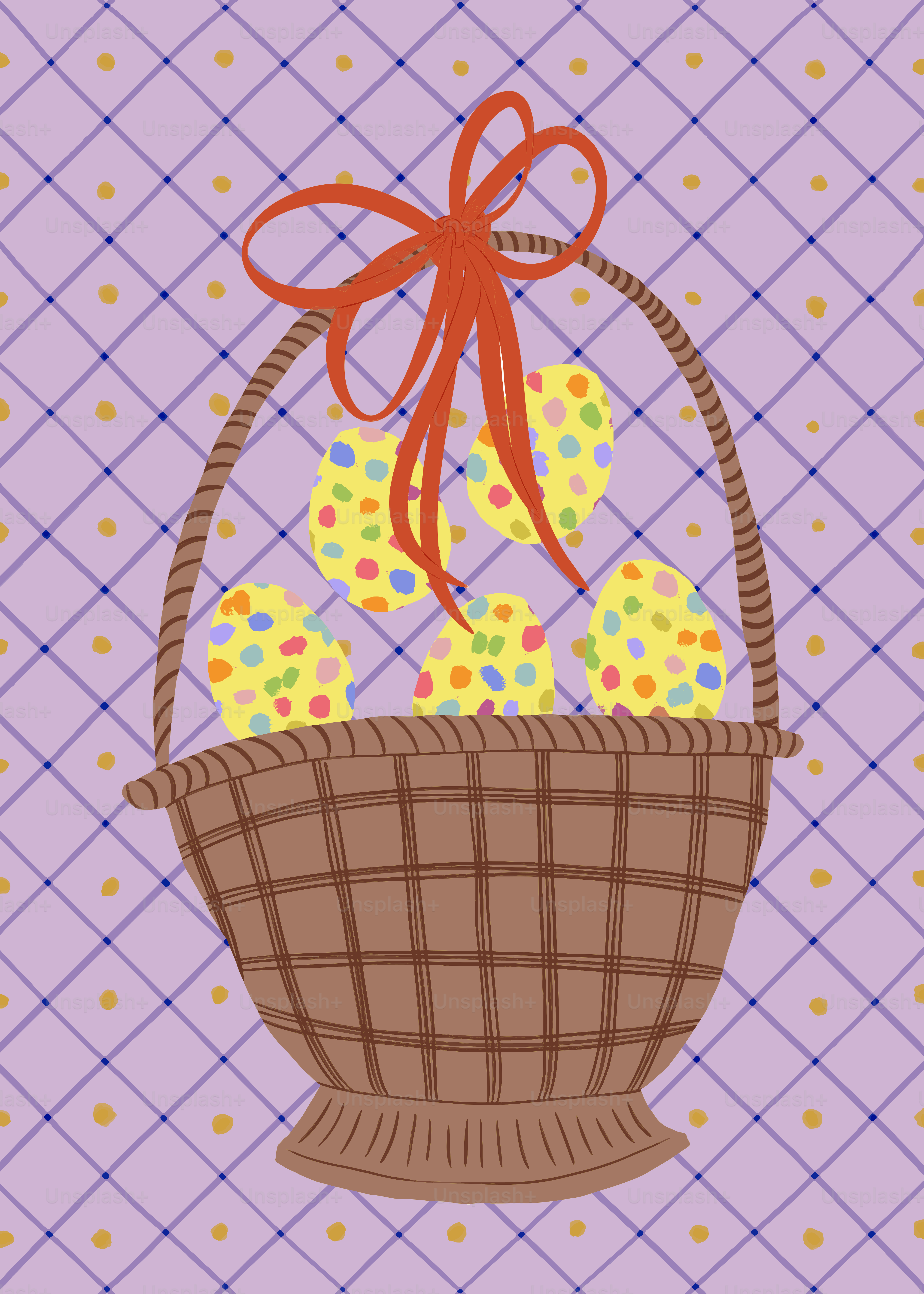 Un panier rempli d’œufs posé sur une table