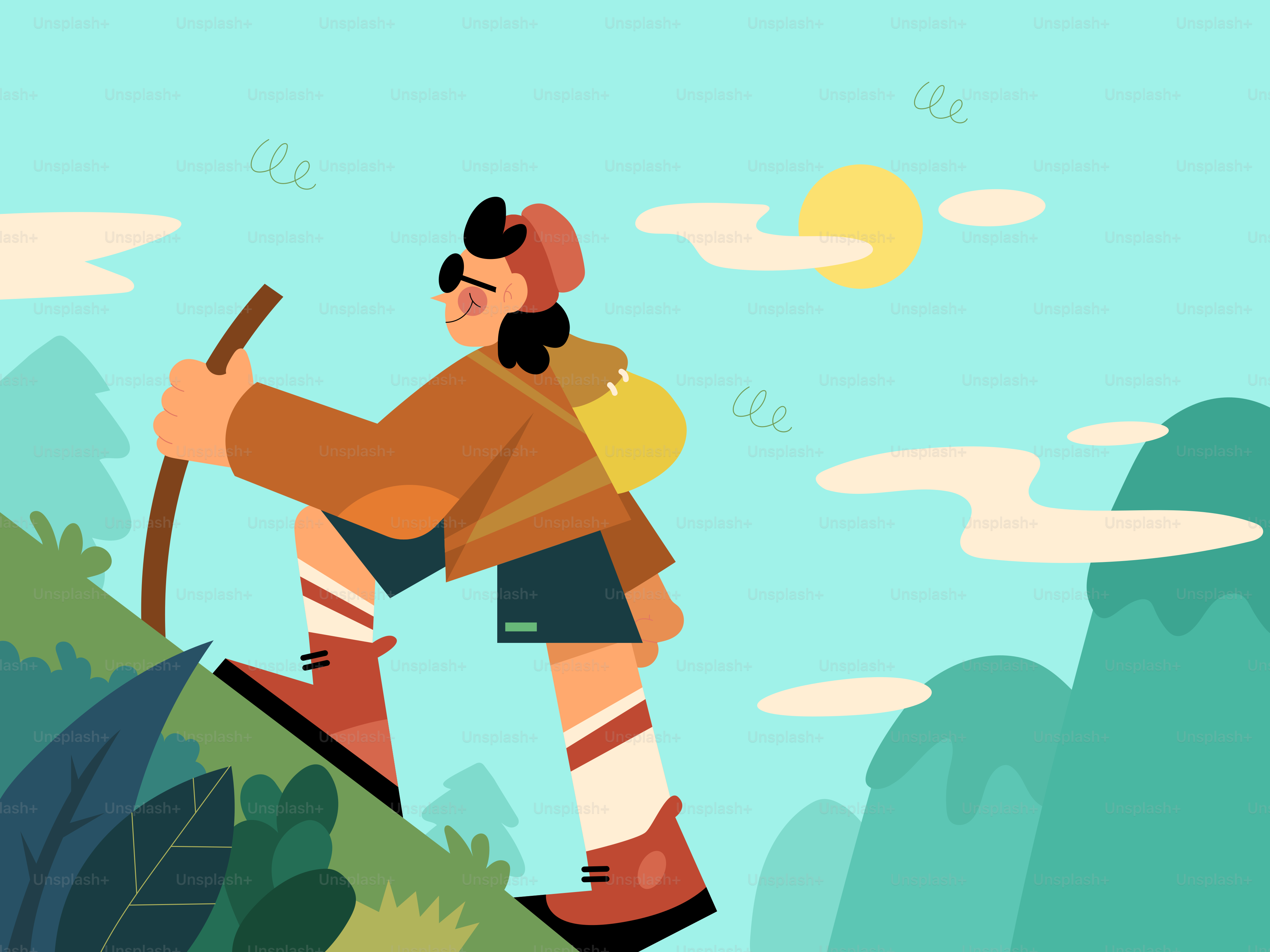 A man hiking up a mountain with a backpack