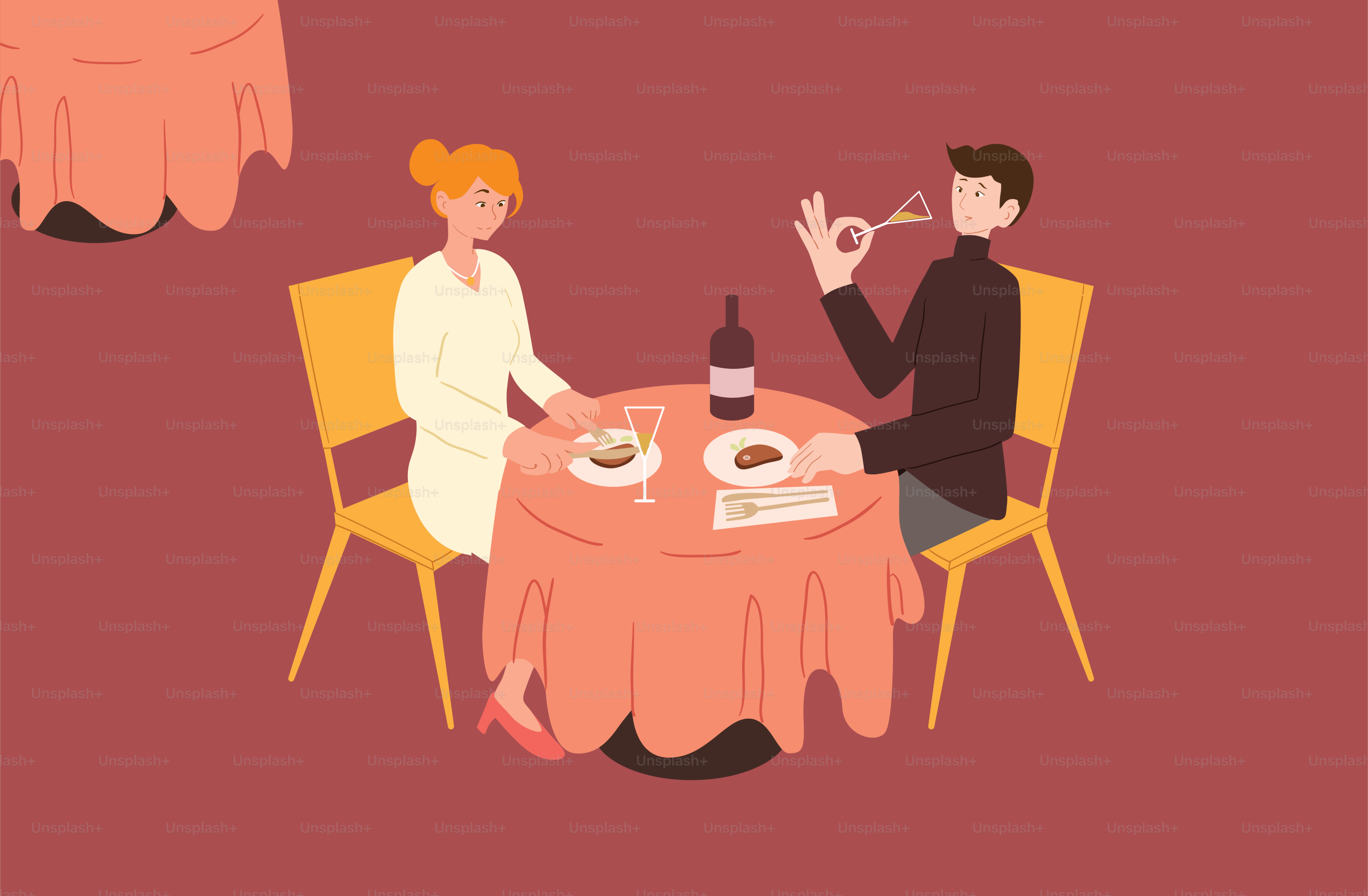A man and a woman sitting at a table