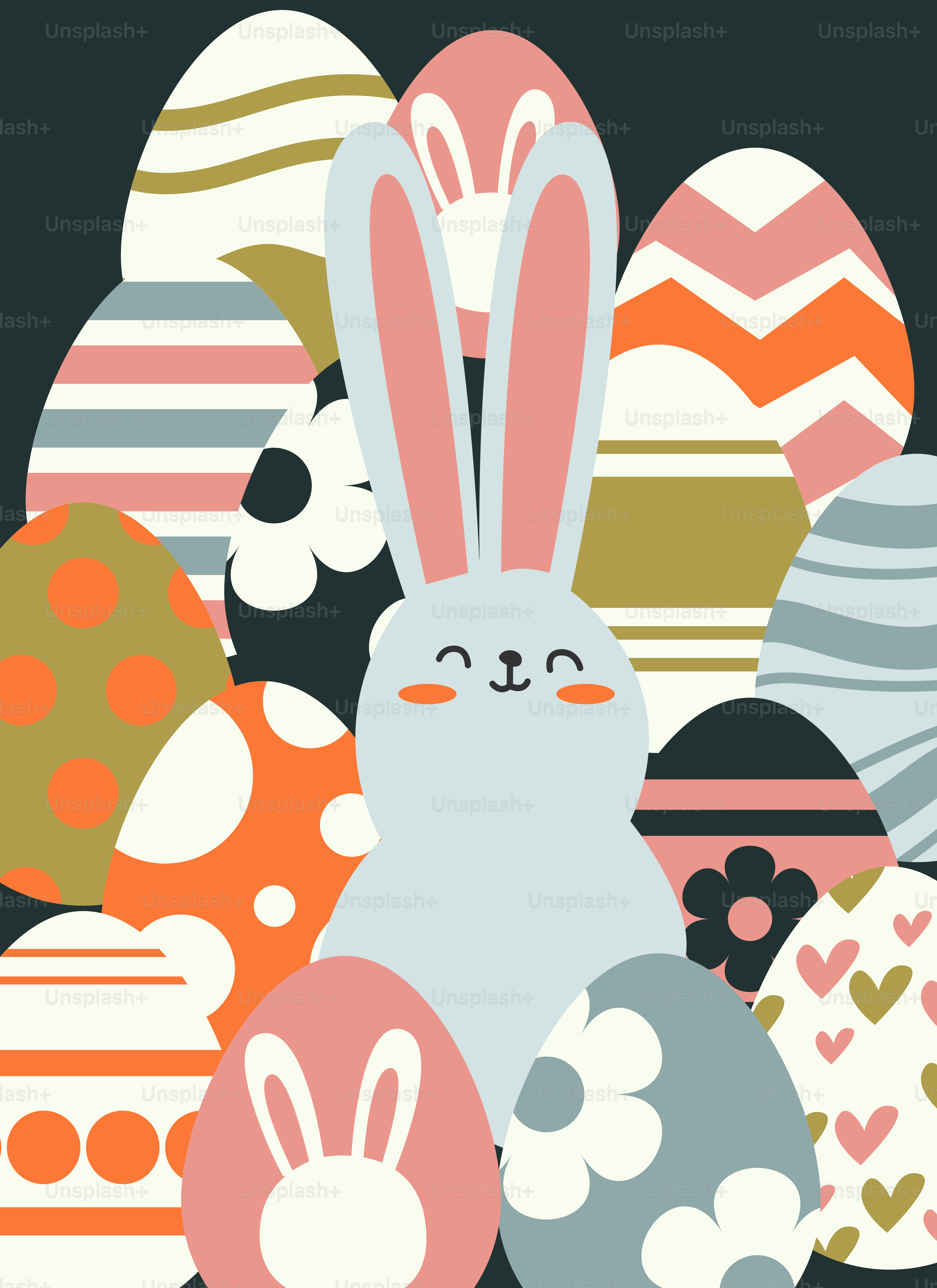 卵の束にウサギがいる