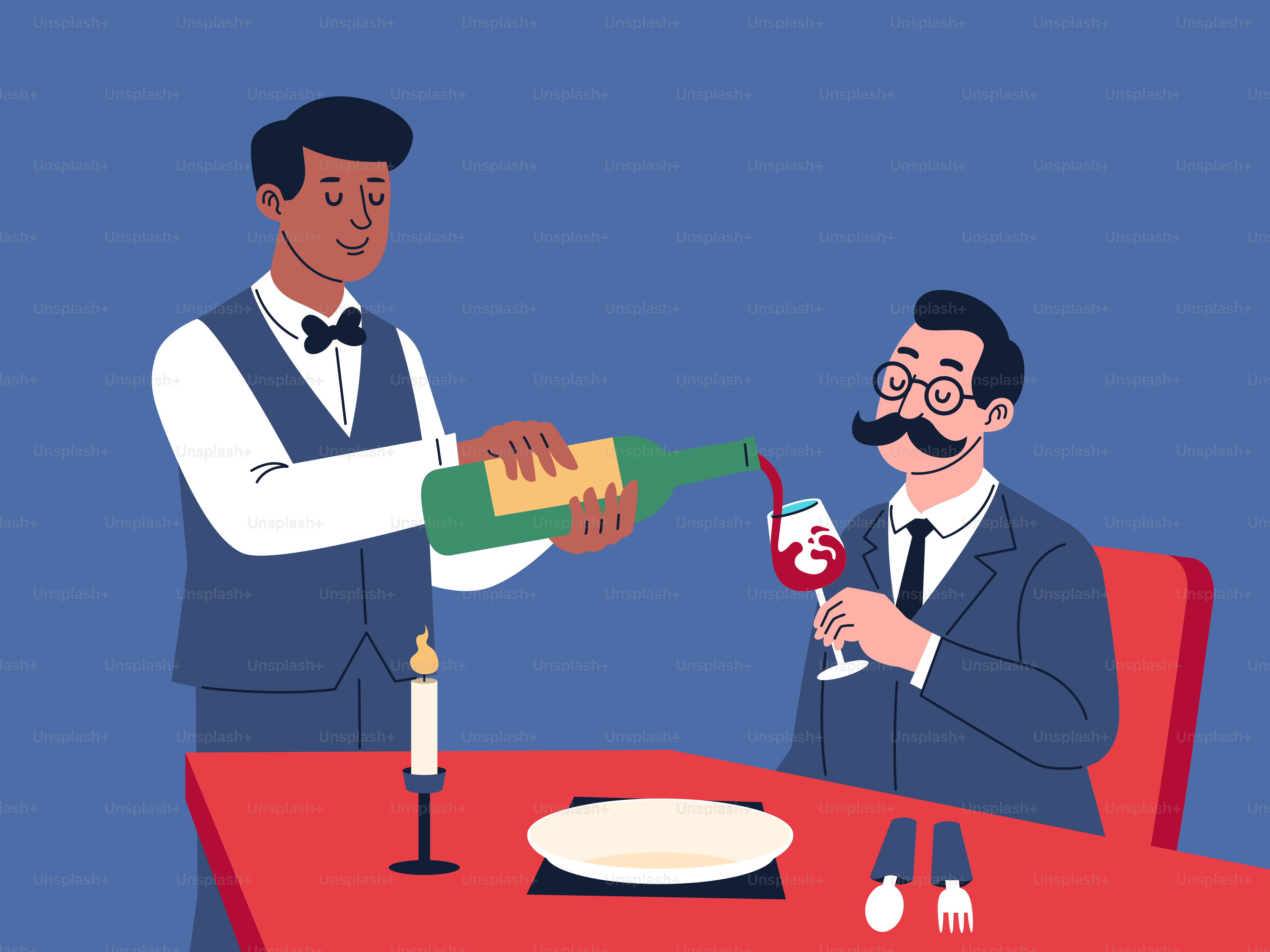 A man pouring a glass of wine to another man at a table