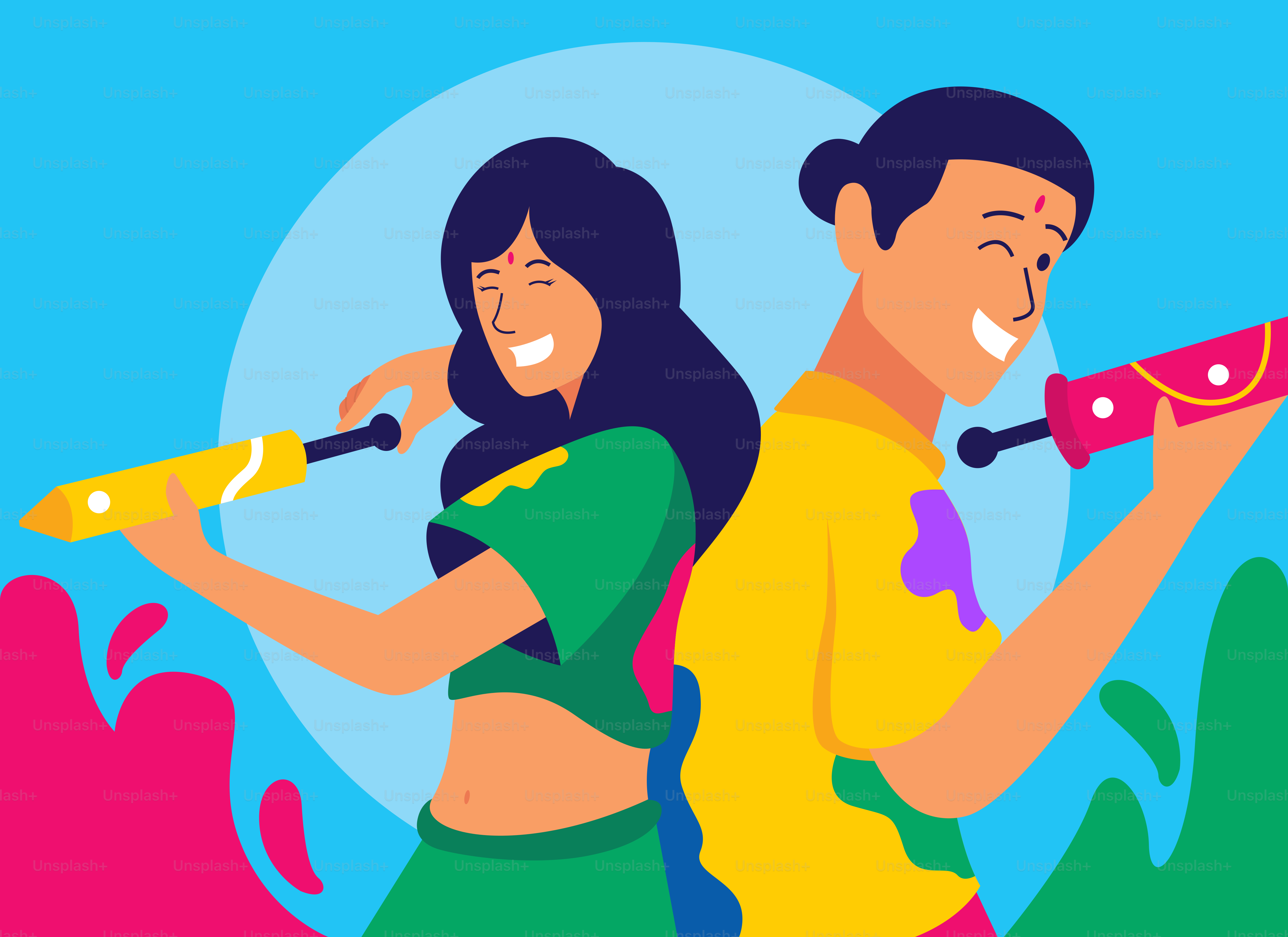 Um homem e uma mulher segurando um microfone