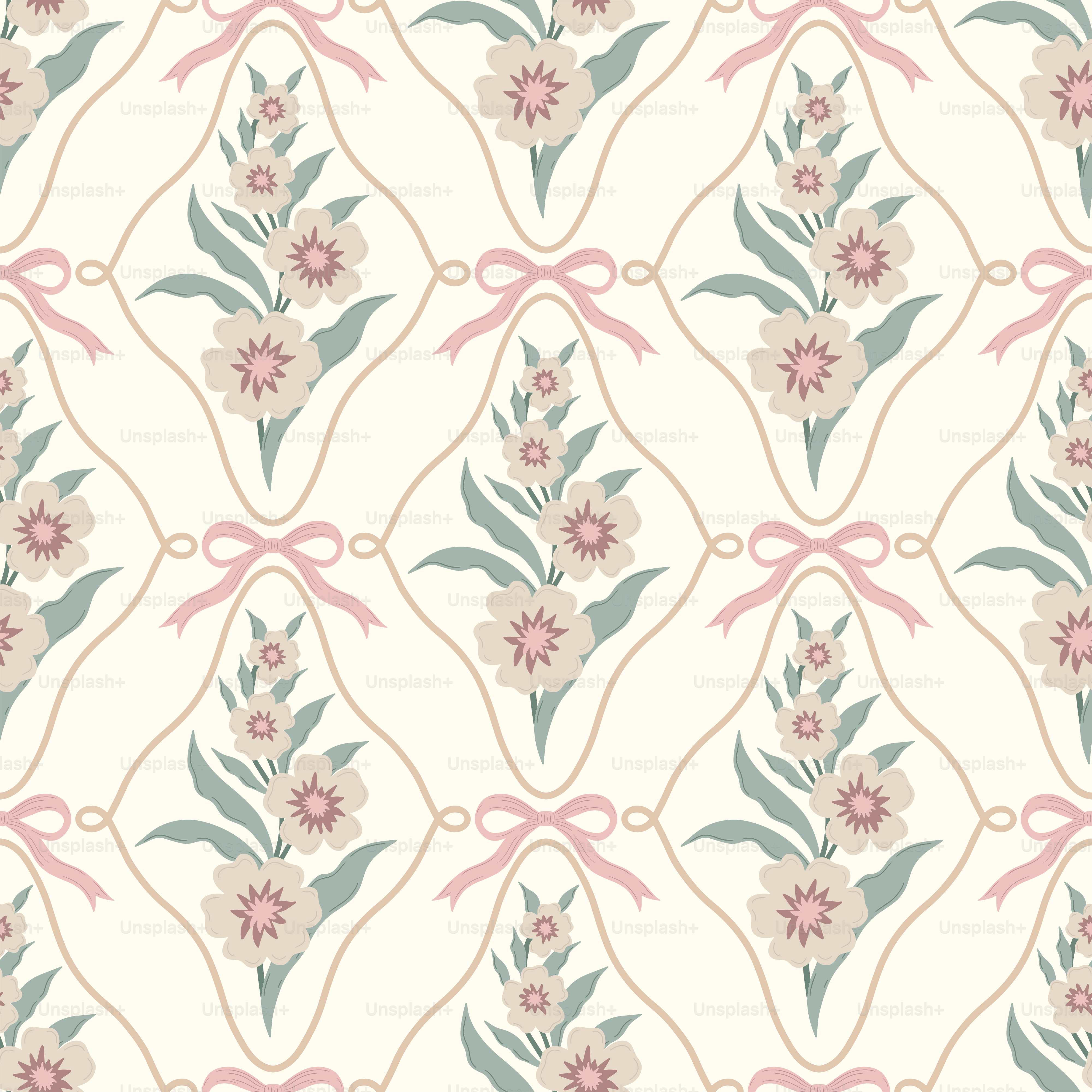 A floral pattern with pink flowers on a white background