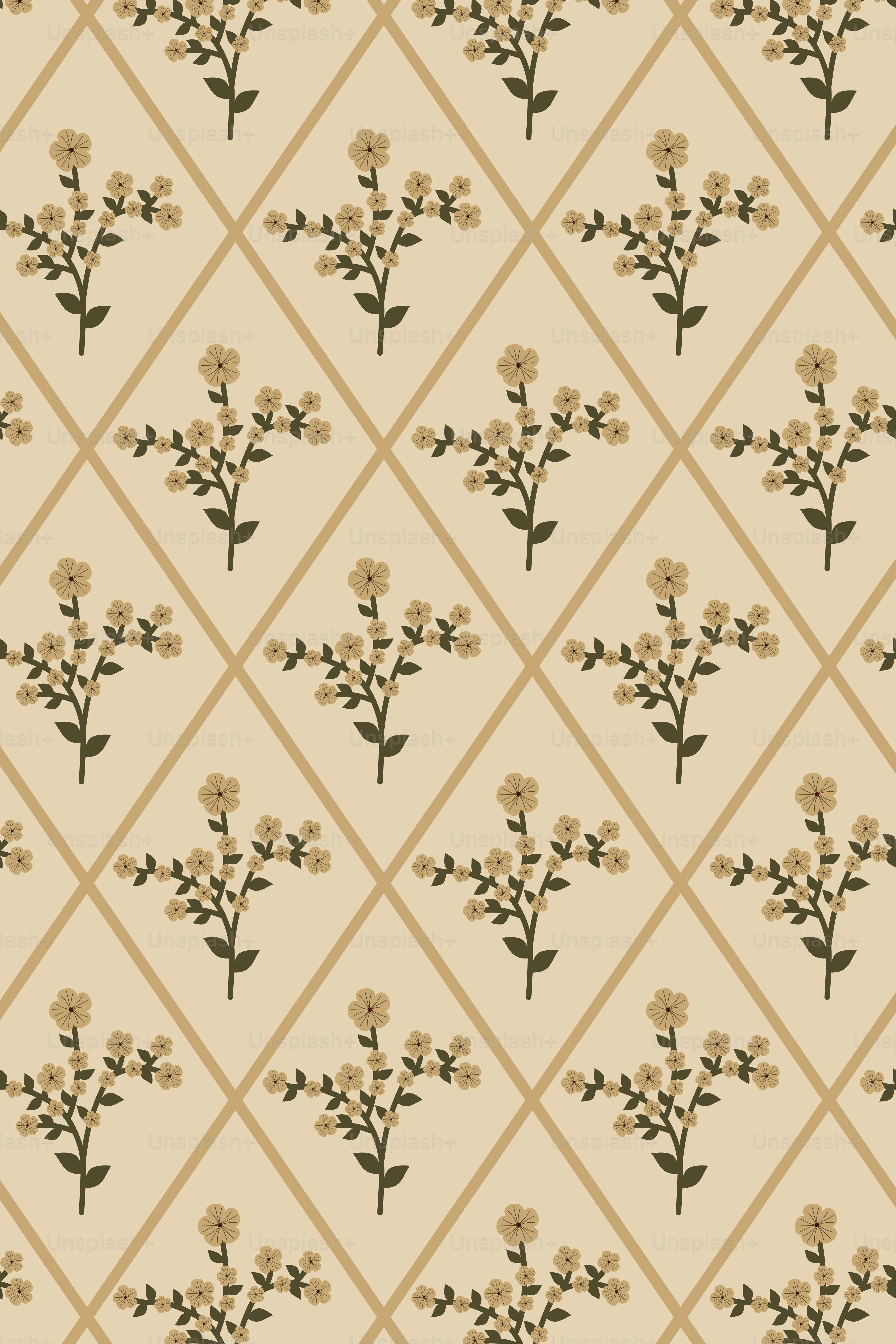 Um padrão com flores sobre fundo bege