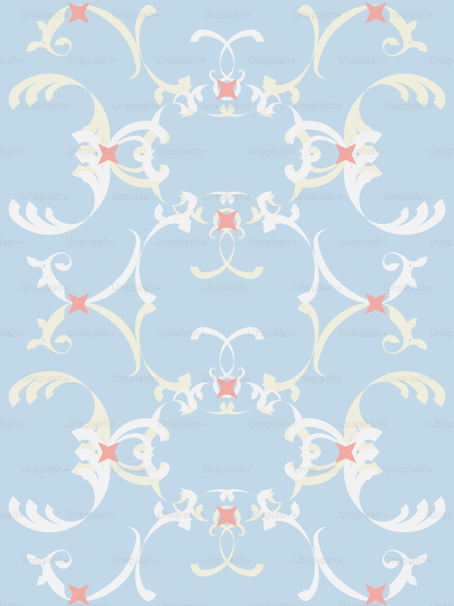 A blue and white wallpaper with a pattern on it