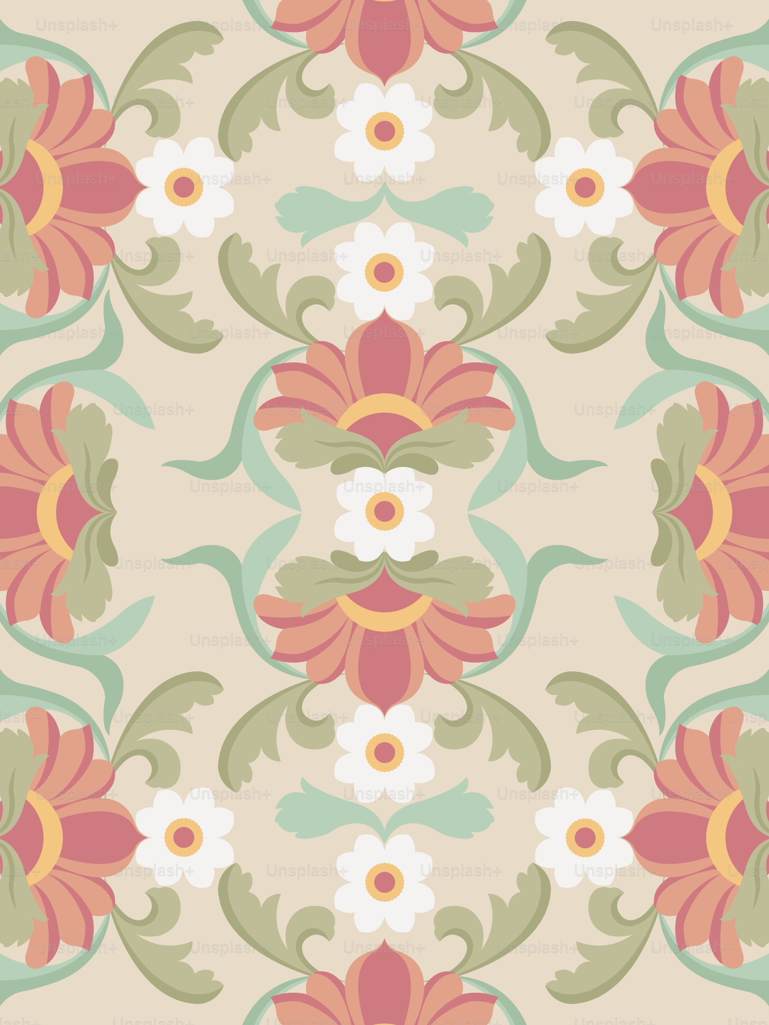A pattern of flowers on a beige background
