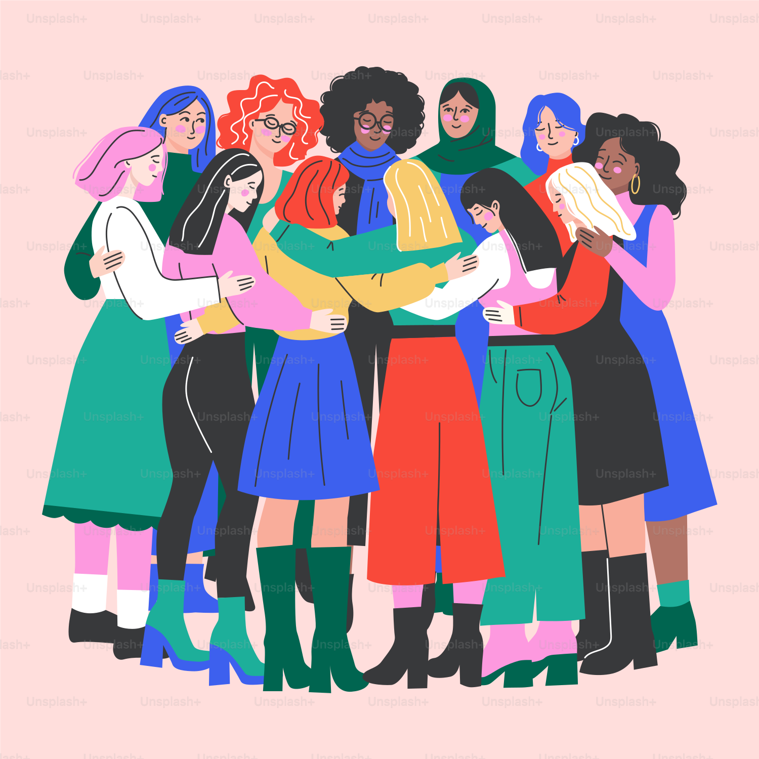 A group of women hugging each other