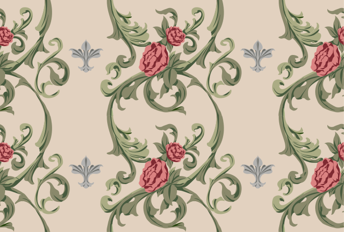 A wallpaper with a rose pattern on it