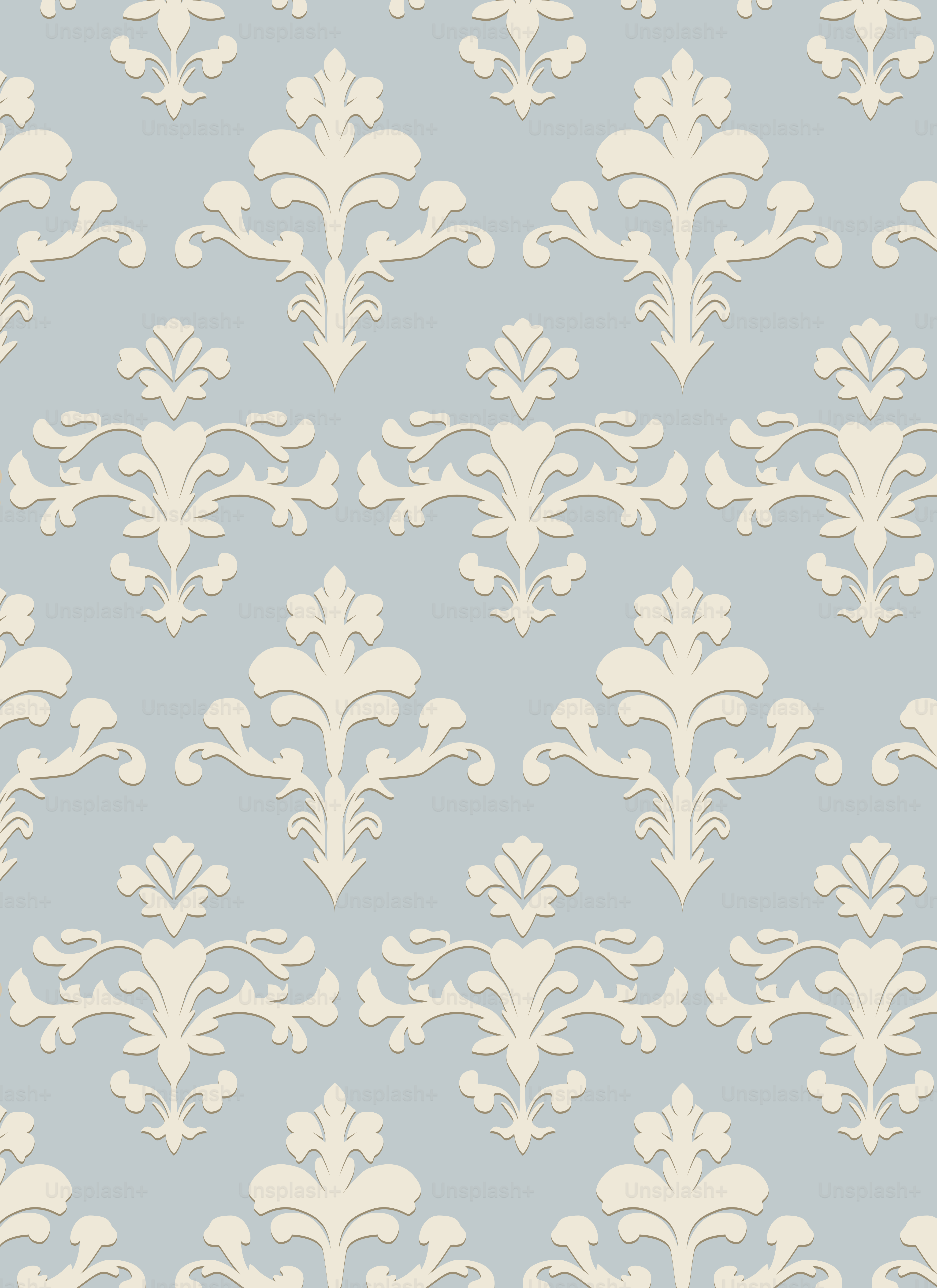 A blue and white wallpaper with a pattern on it