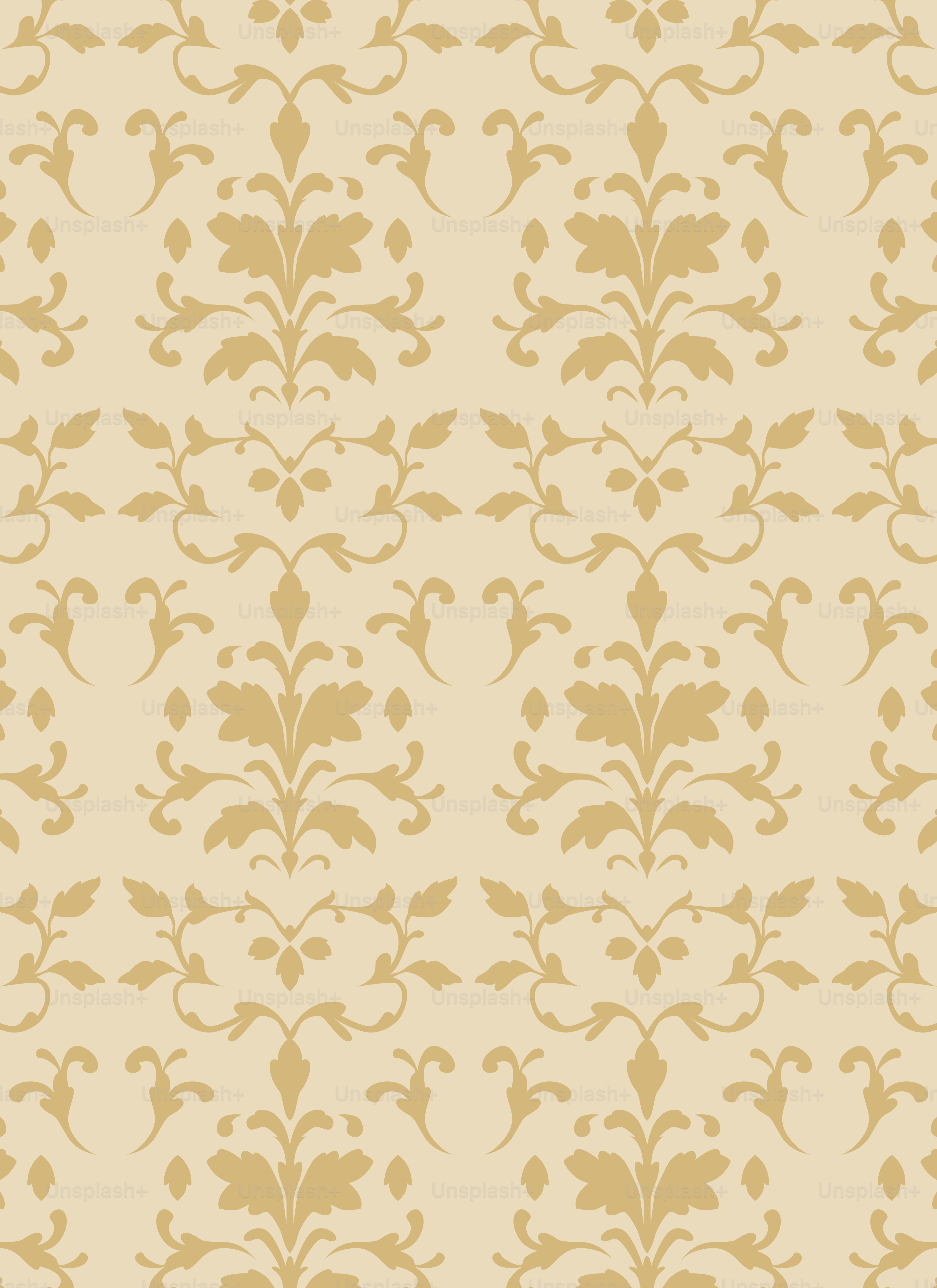 A beige wallpaper with a floral design on it