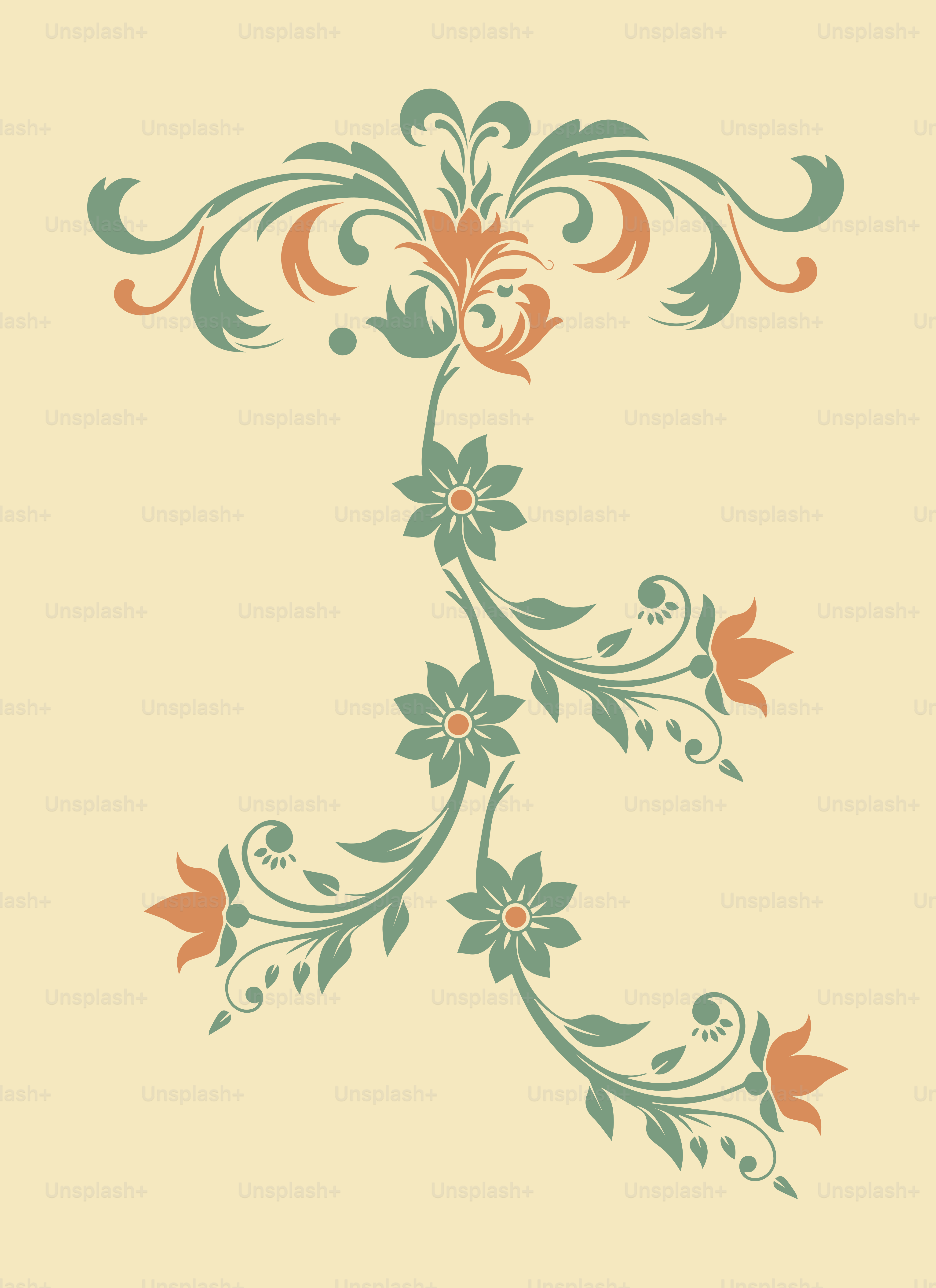 The letter k is decorated with flowers and leaves