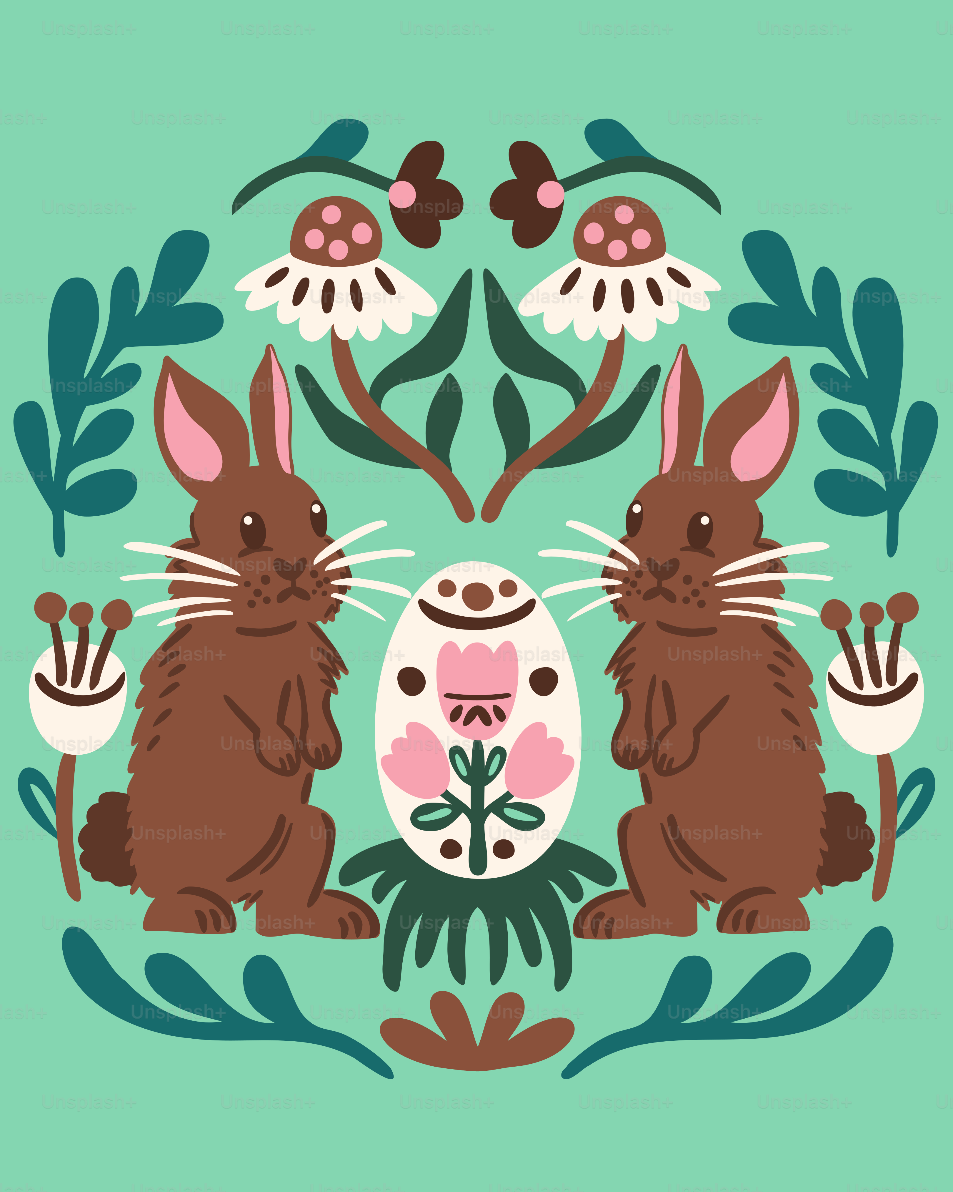 A couple of rabbits sitting next to each other