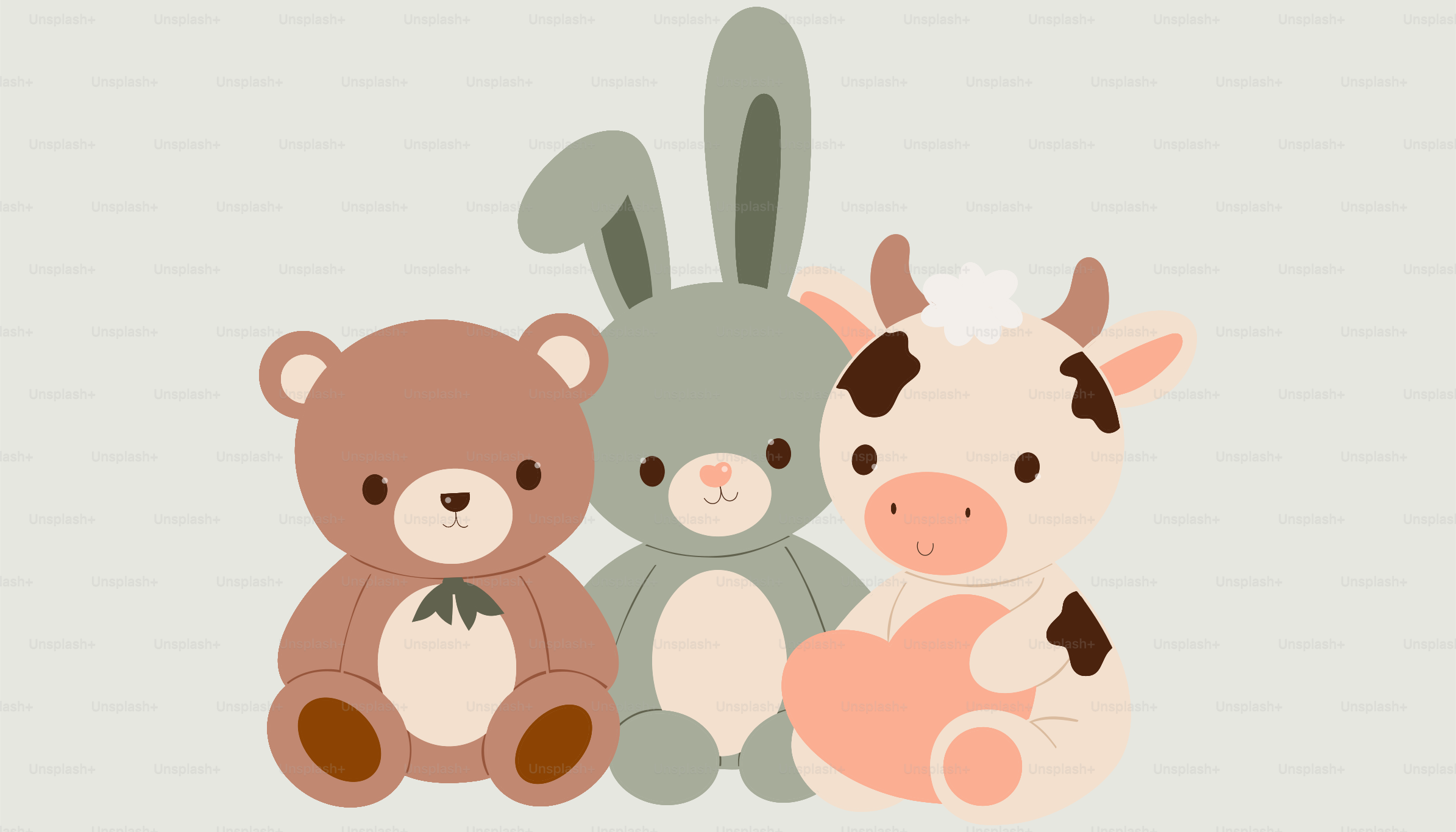 隣り合って座っている数匹のぬいぐるみ