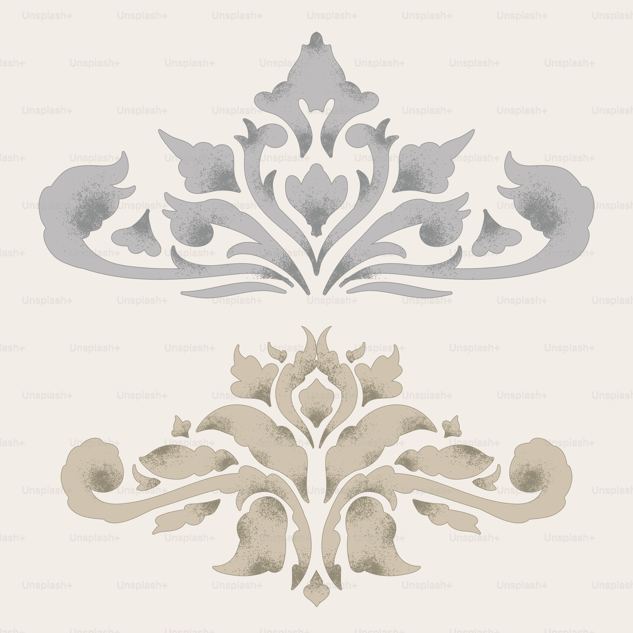 A set of two decorative designs on a white background