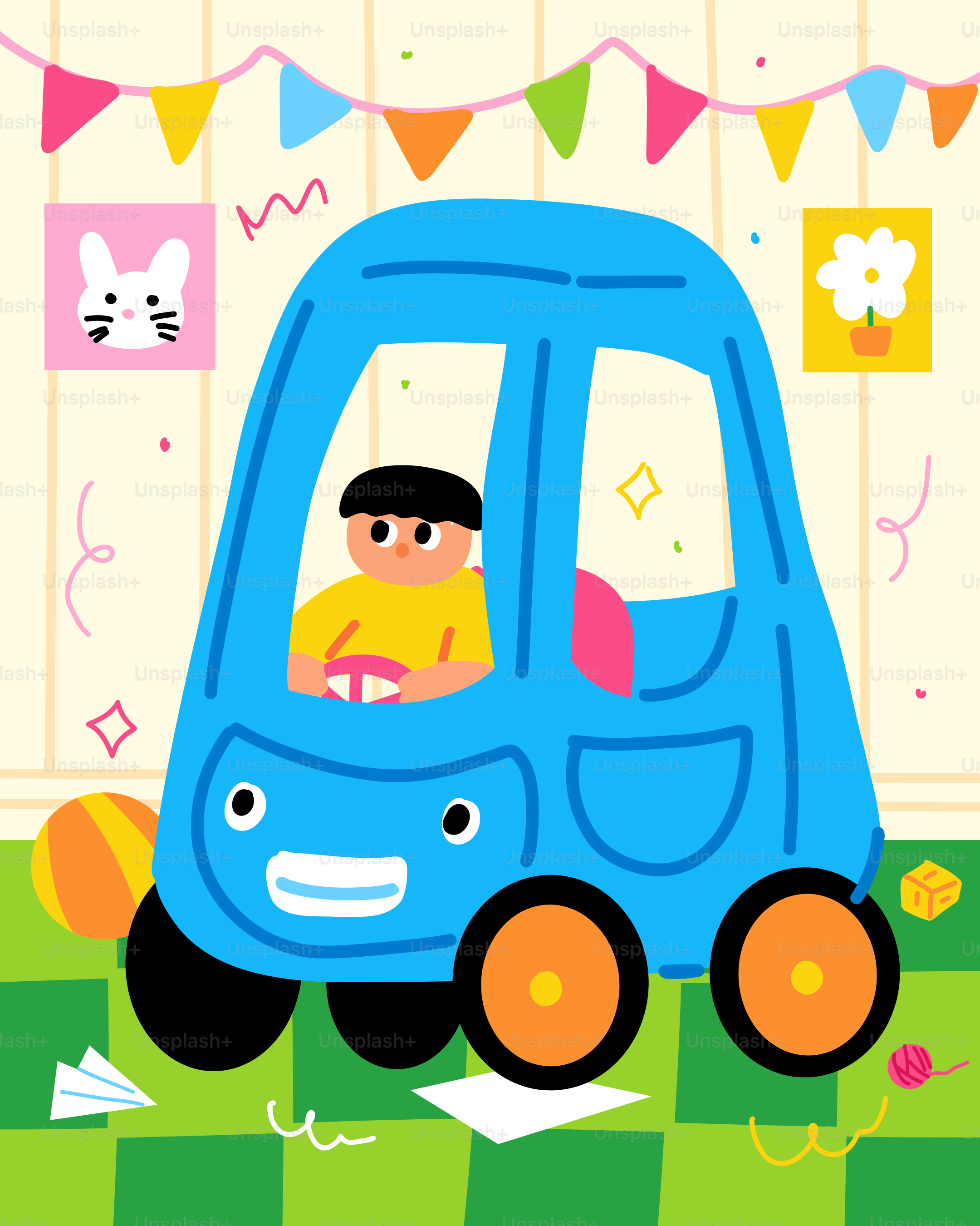 Une voiture bleue conduite par un homme