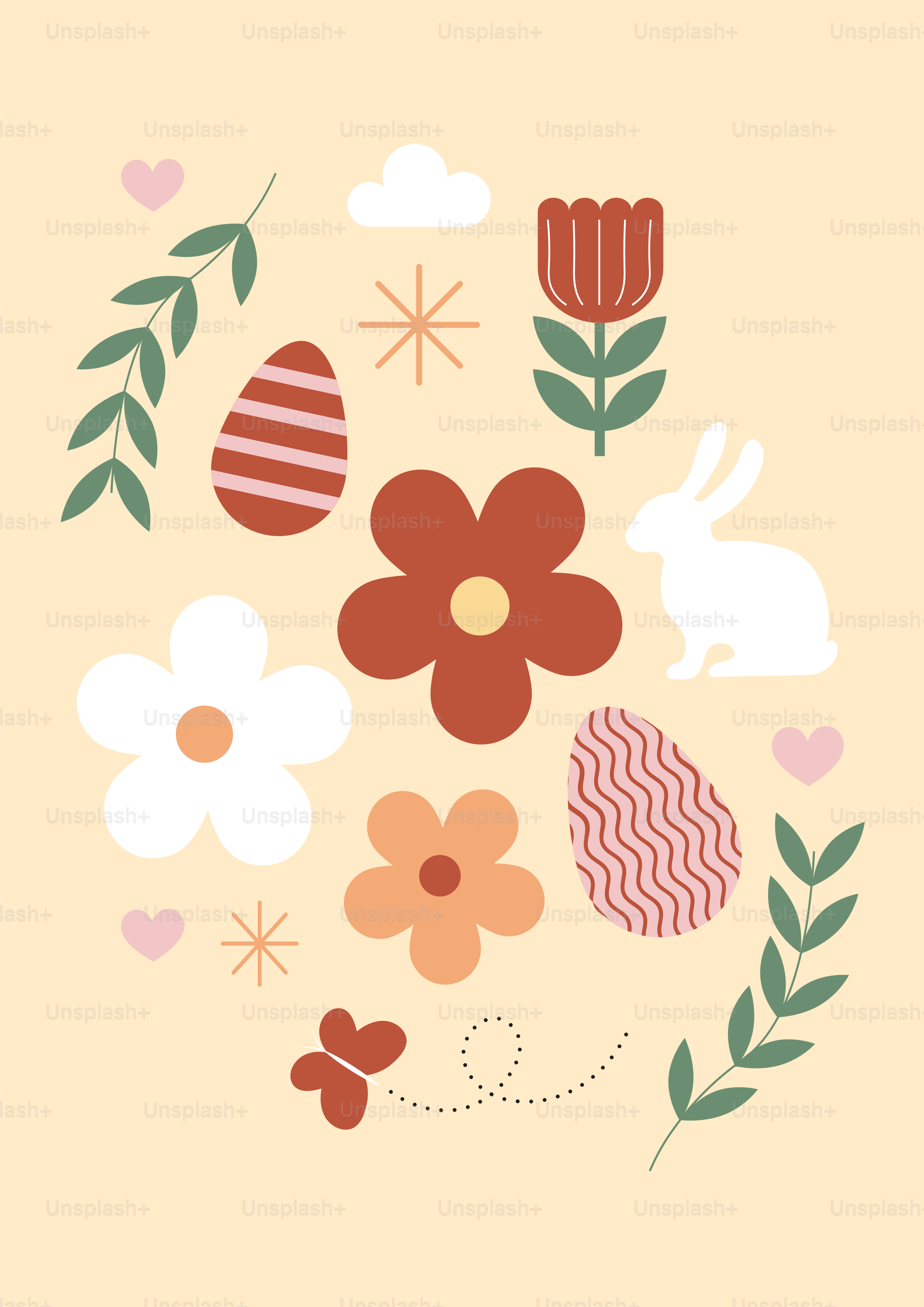 Une carte de Pâques avec des fleurs et des œufs