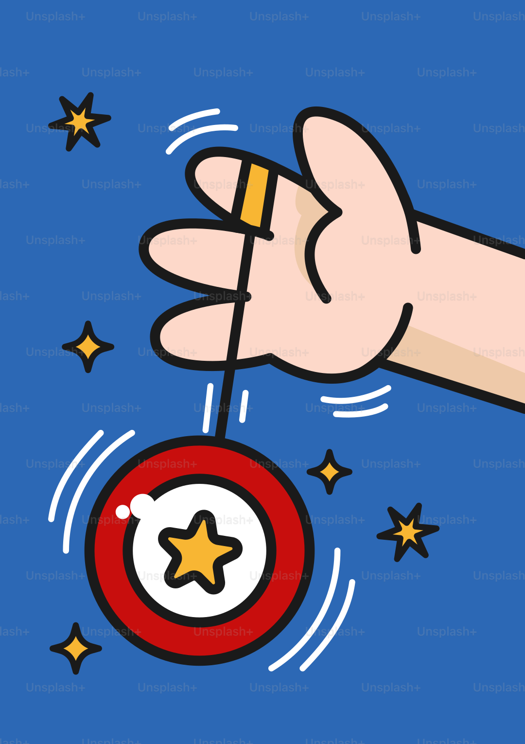 A hand that is holding a ball with a star on it