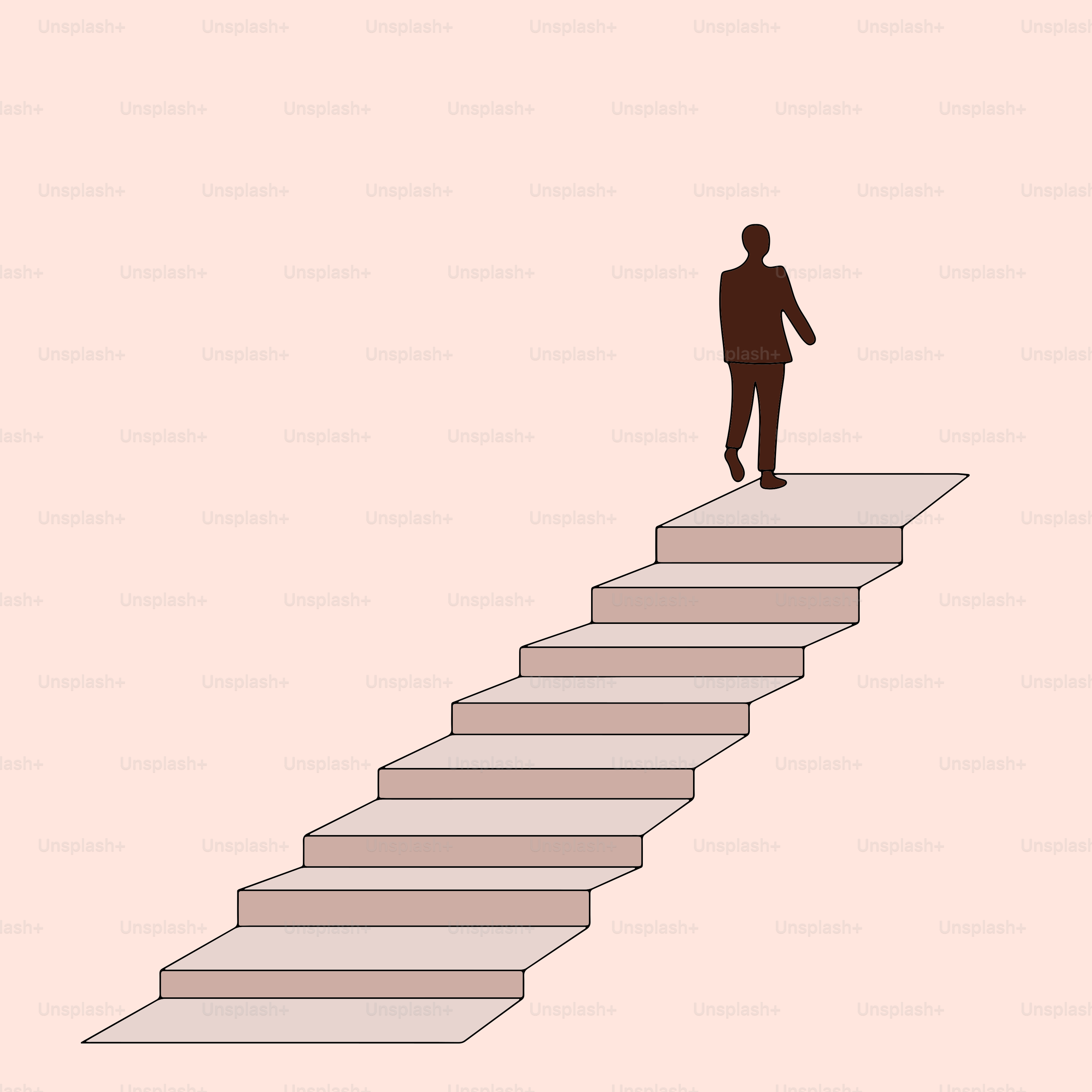 A man standing on a stair leading to another man
