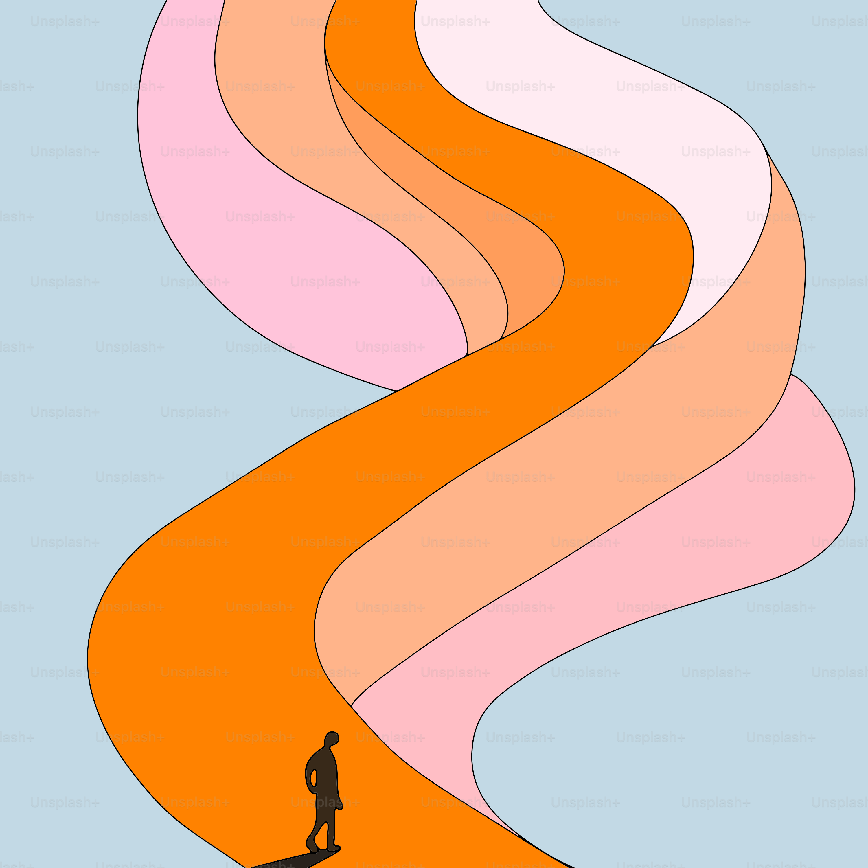 Ein Mann, der auf einem Hügel unter blauem Himmel steht