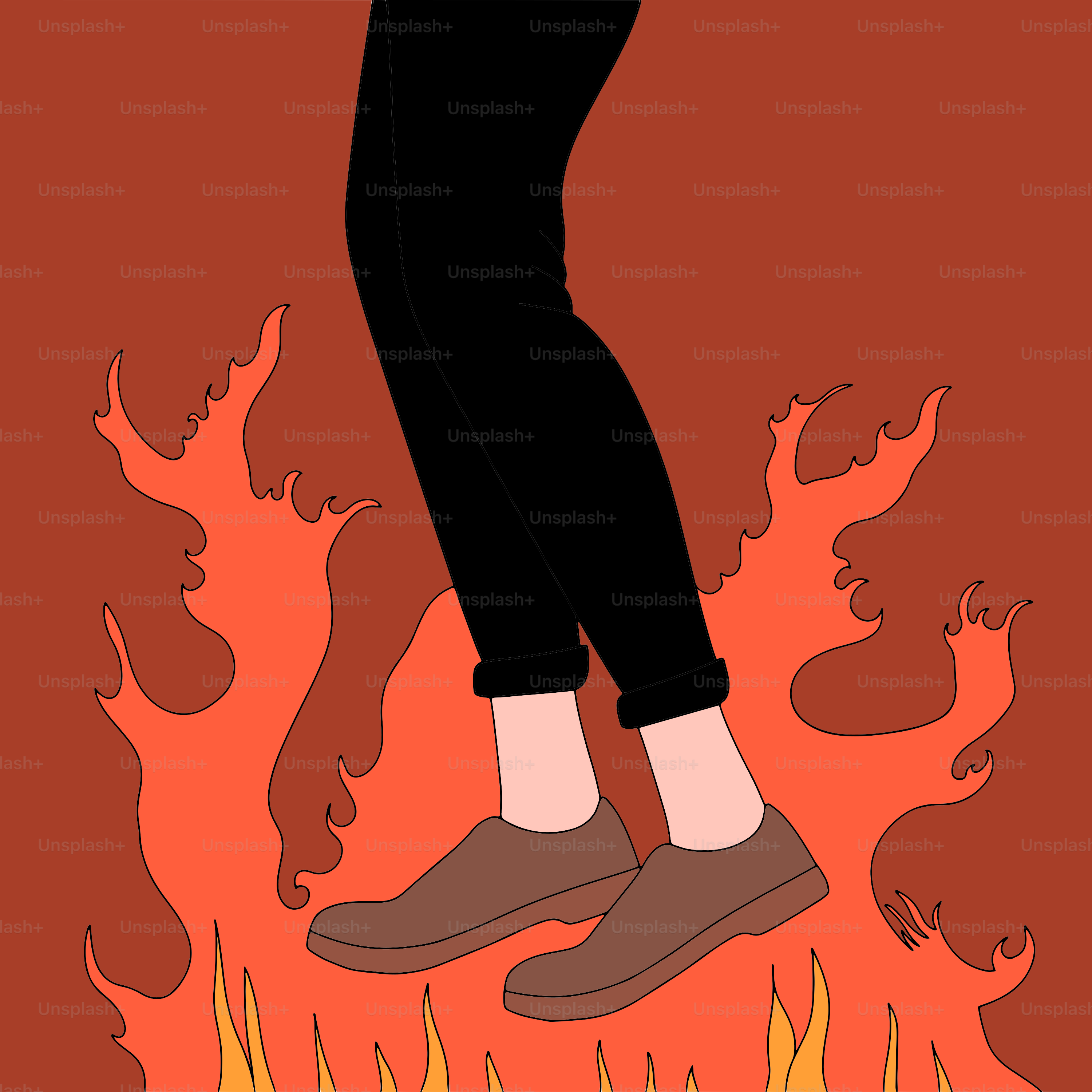 A person jumping in the air over a fire