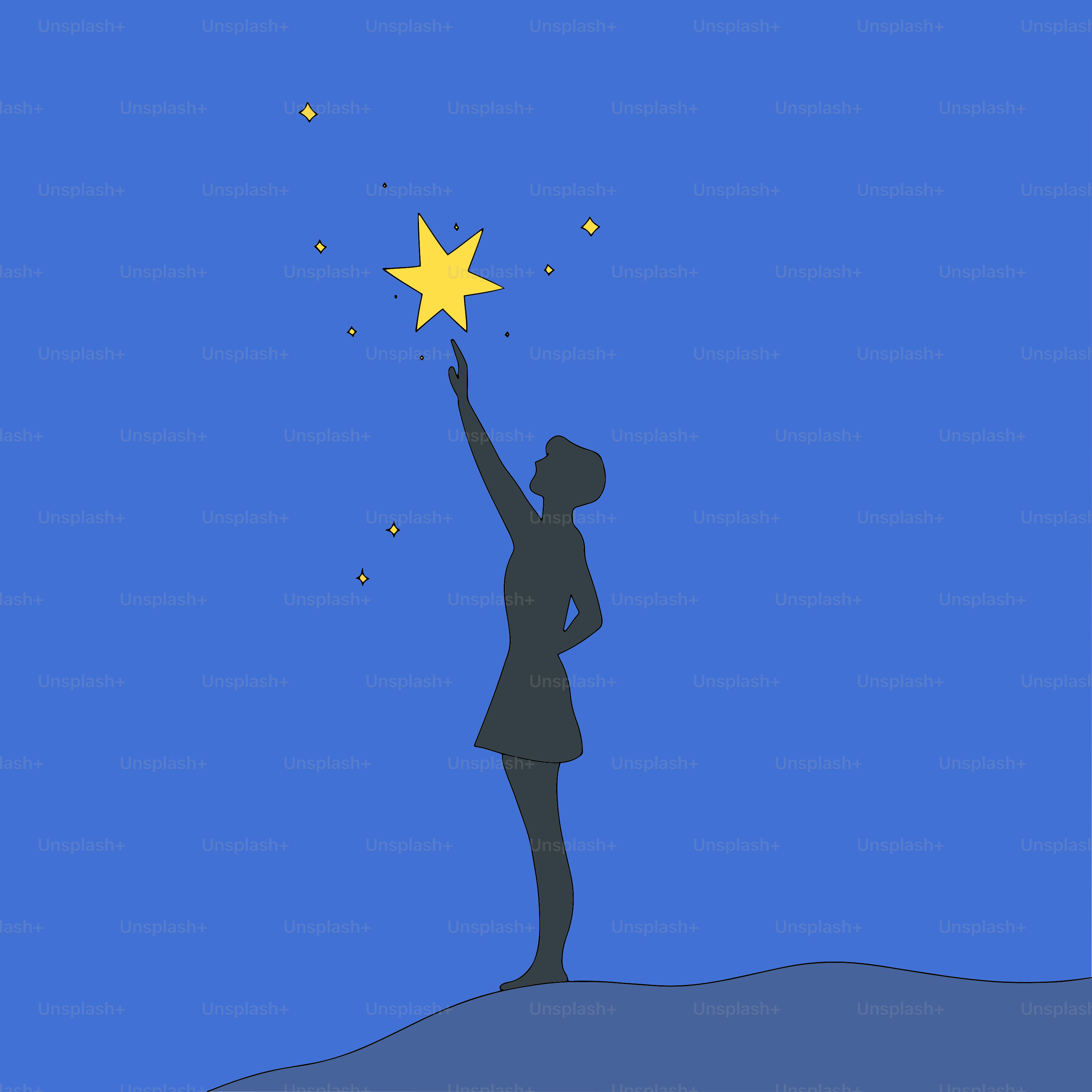 별을 공중에 들고 있는 여자