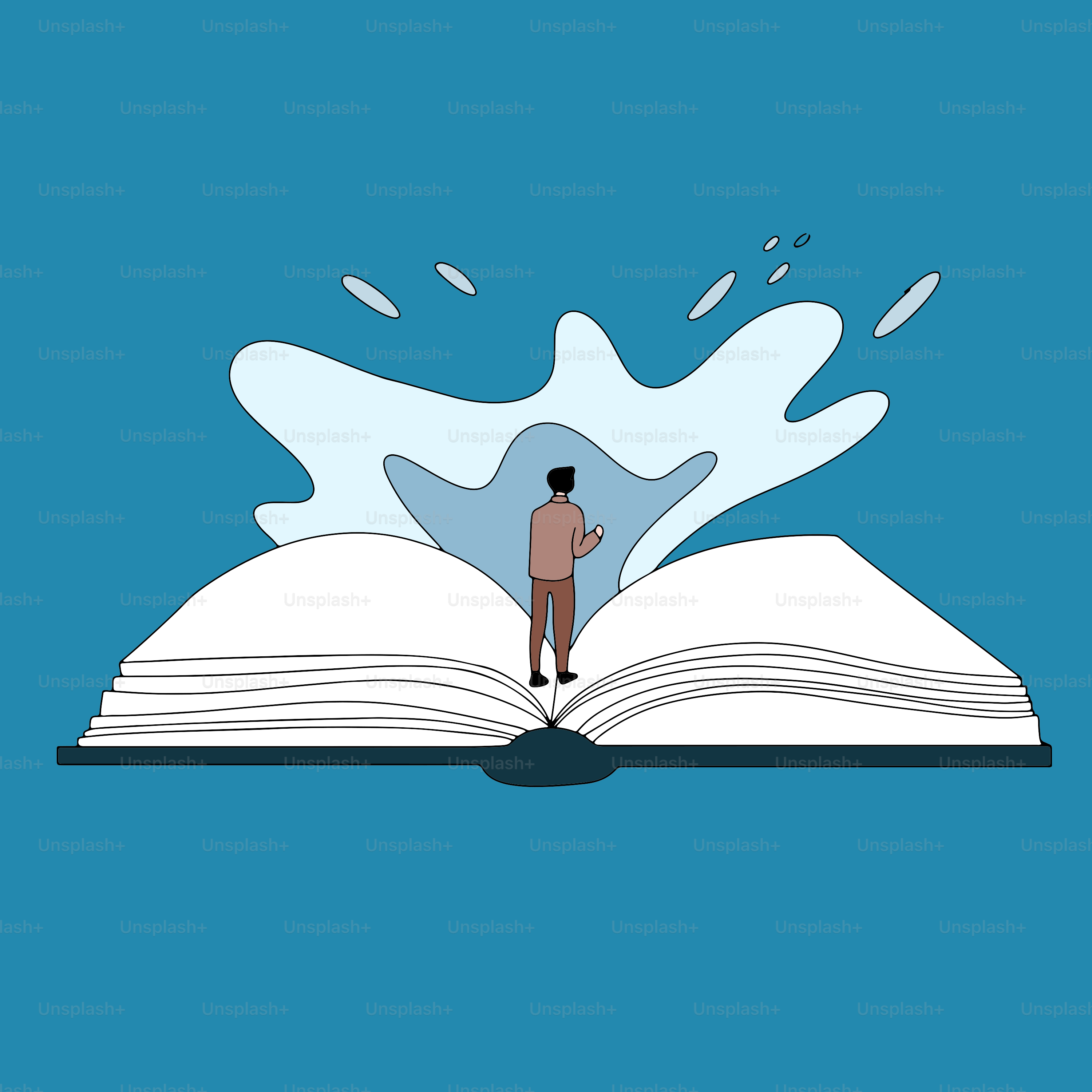 A man standing on top of an open book