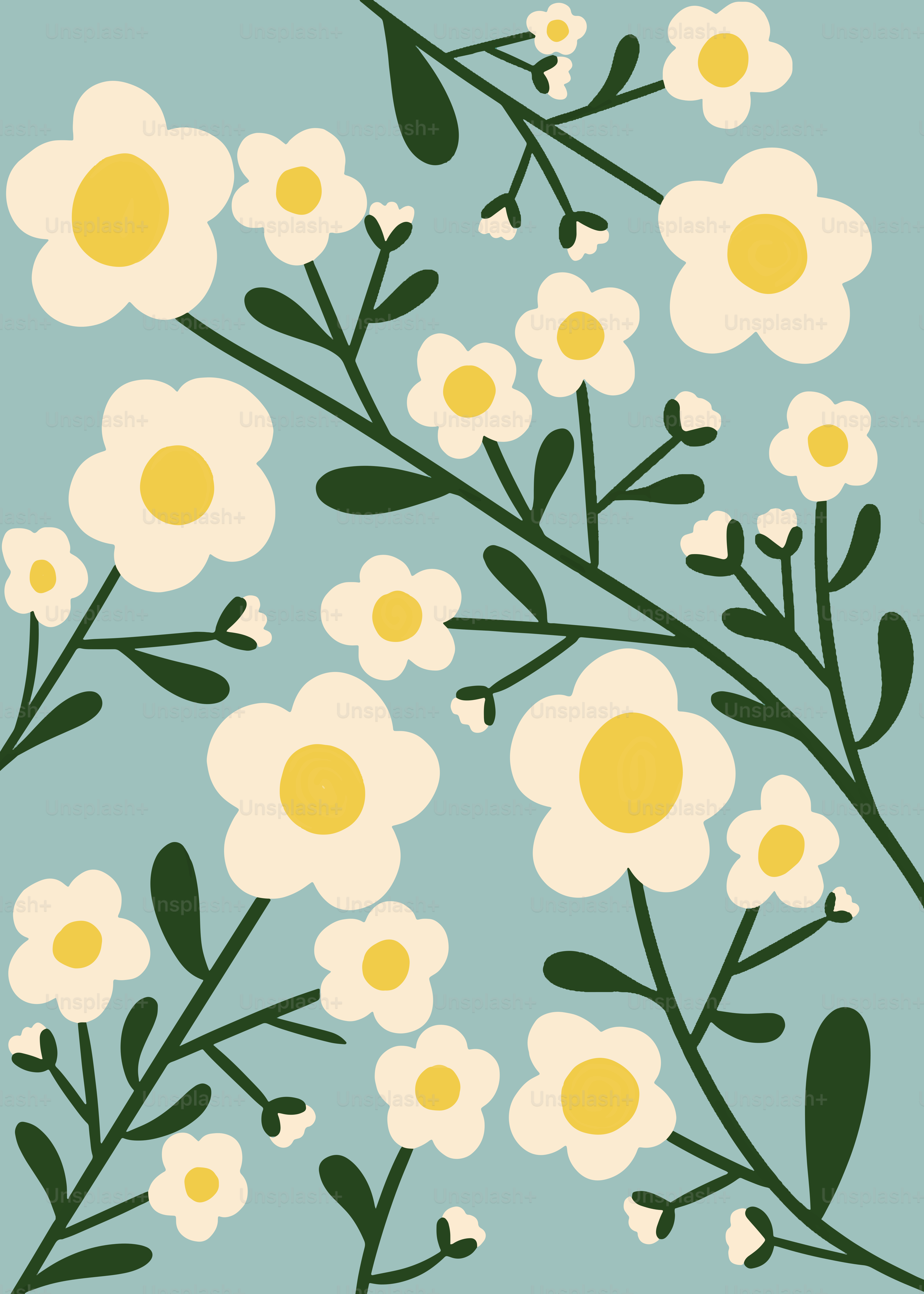 青い背景に花の束の写真