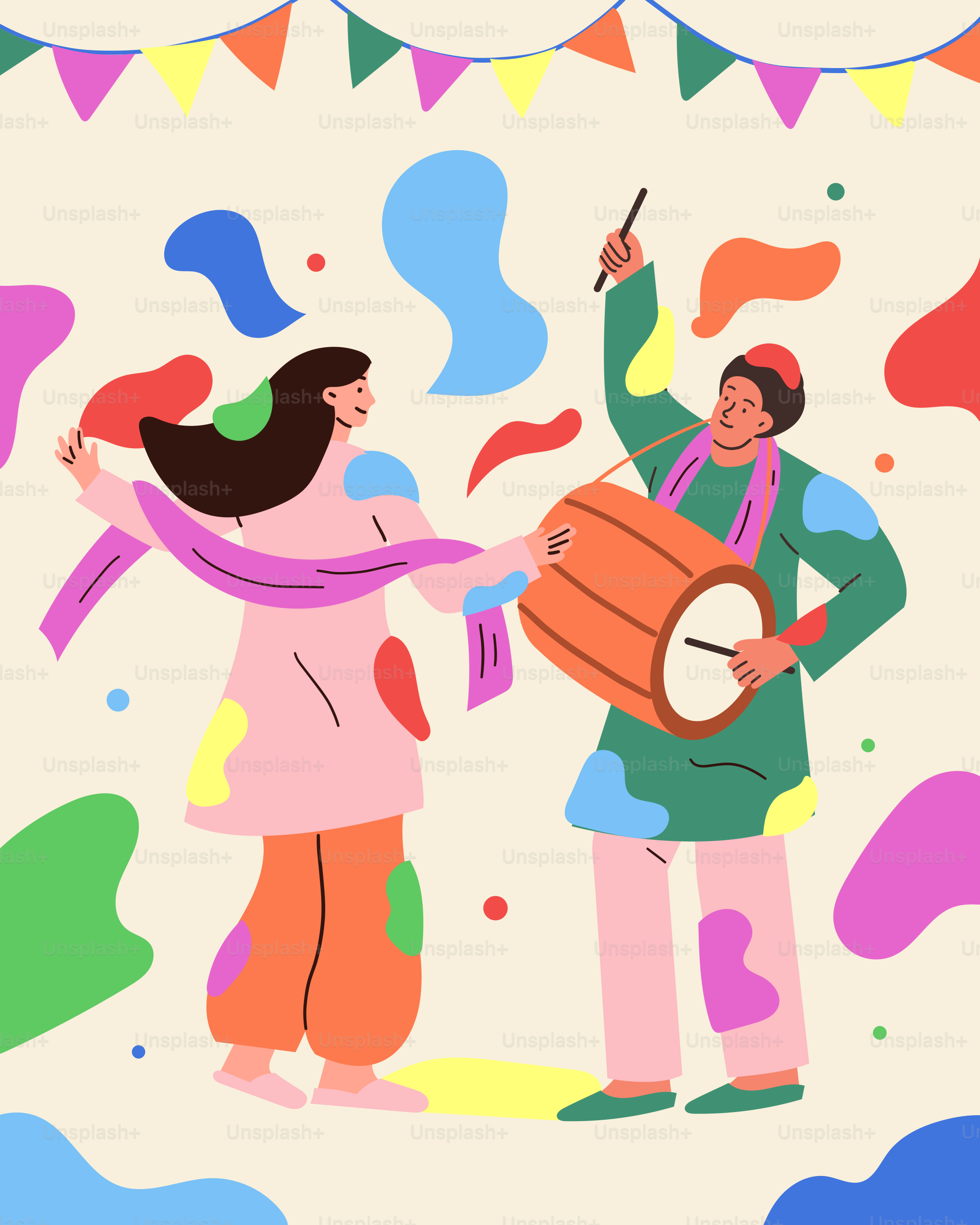 A couple of people that are holding a drum