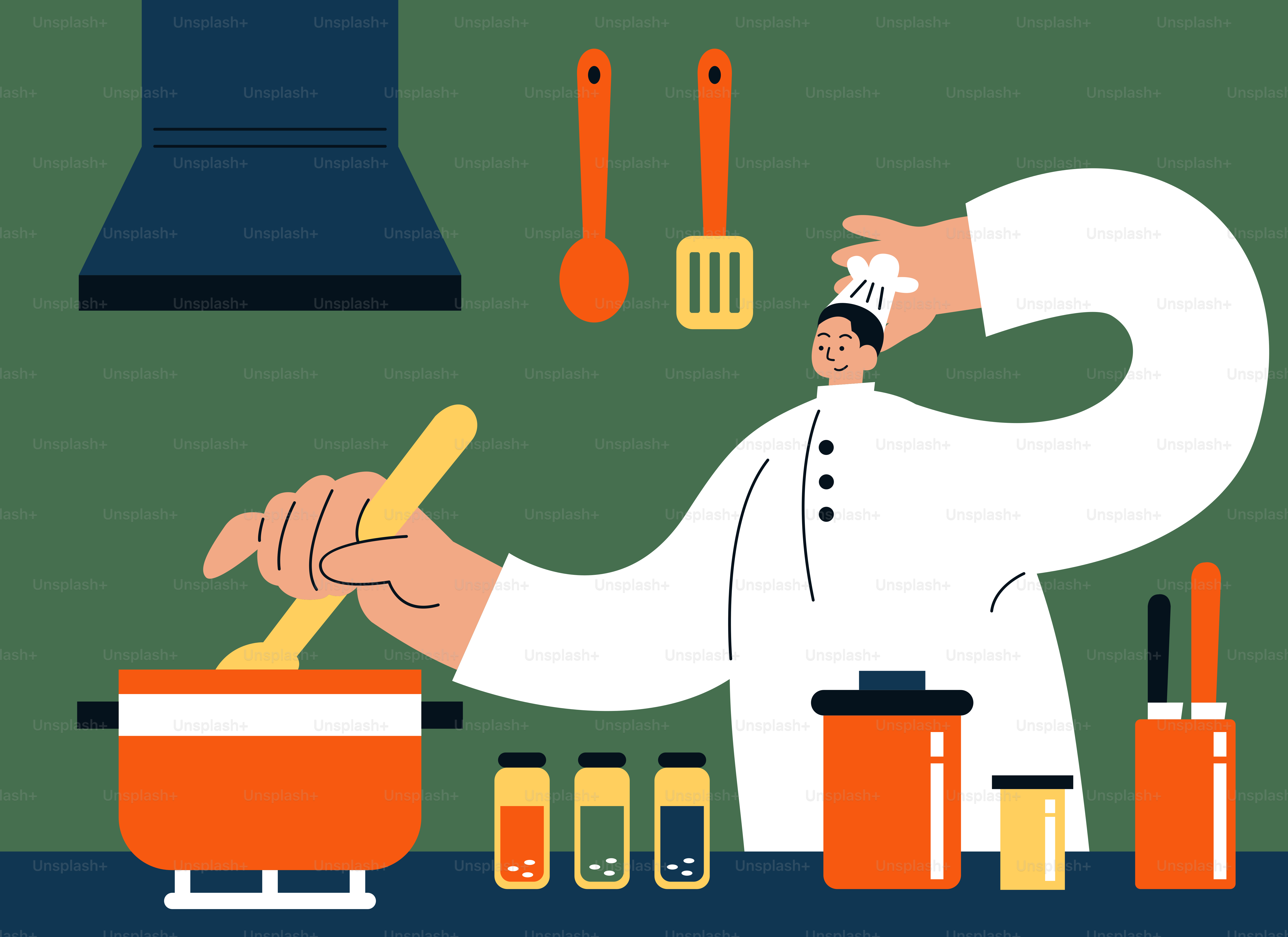 Un chef está preparando una comida en la cocina