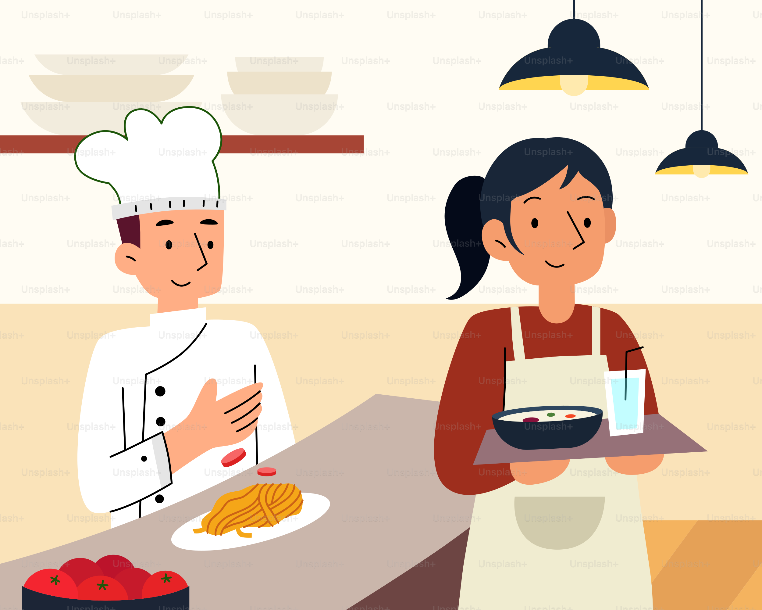 Ein Mann und eine Frau bereiten in der Küche Essen zu