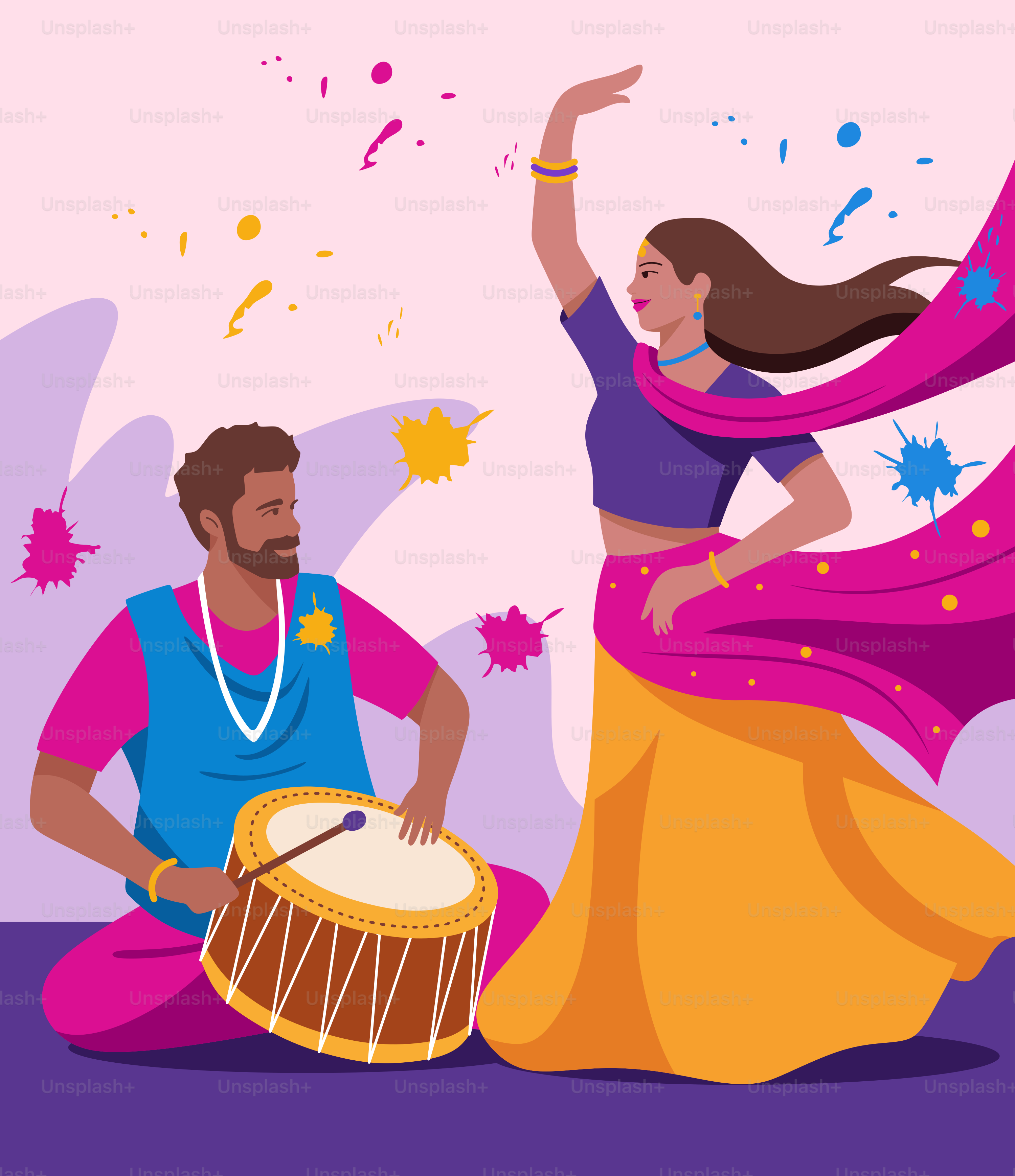 Un homme et une femme assis sur le sol avec un tambour