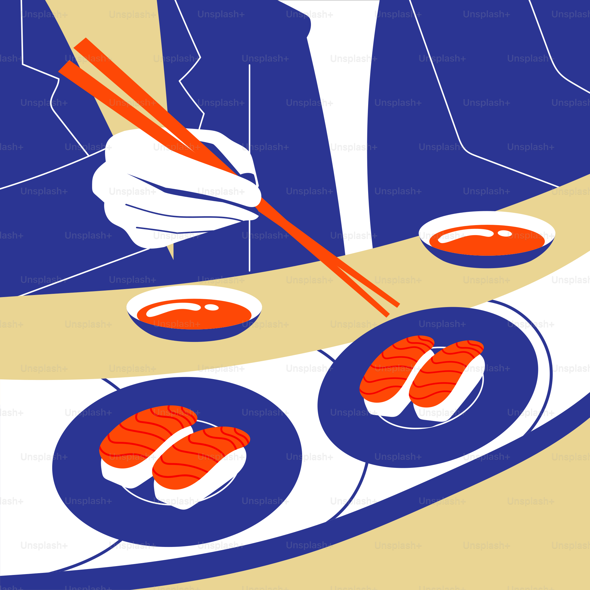 Un homme mange des sushis avec des baguettes