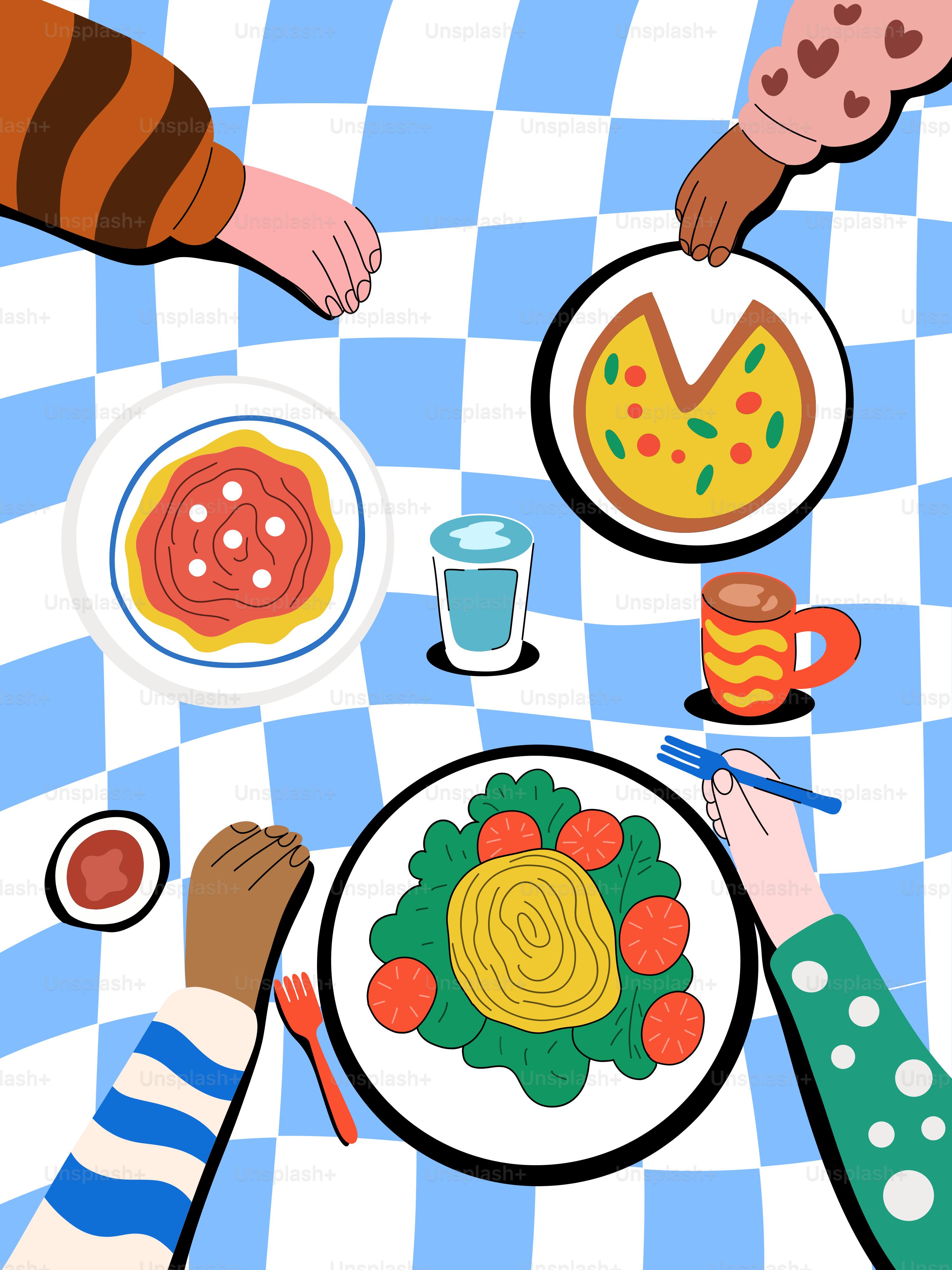 A group of people sitting at a table with plates of food