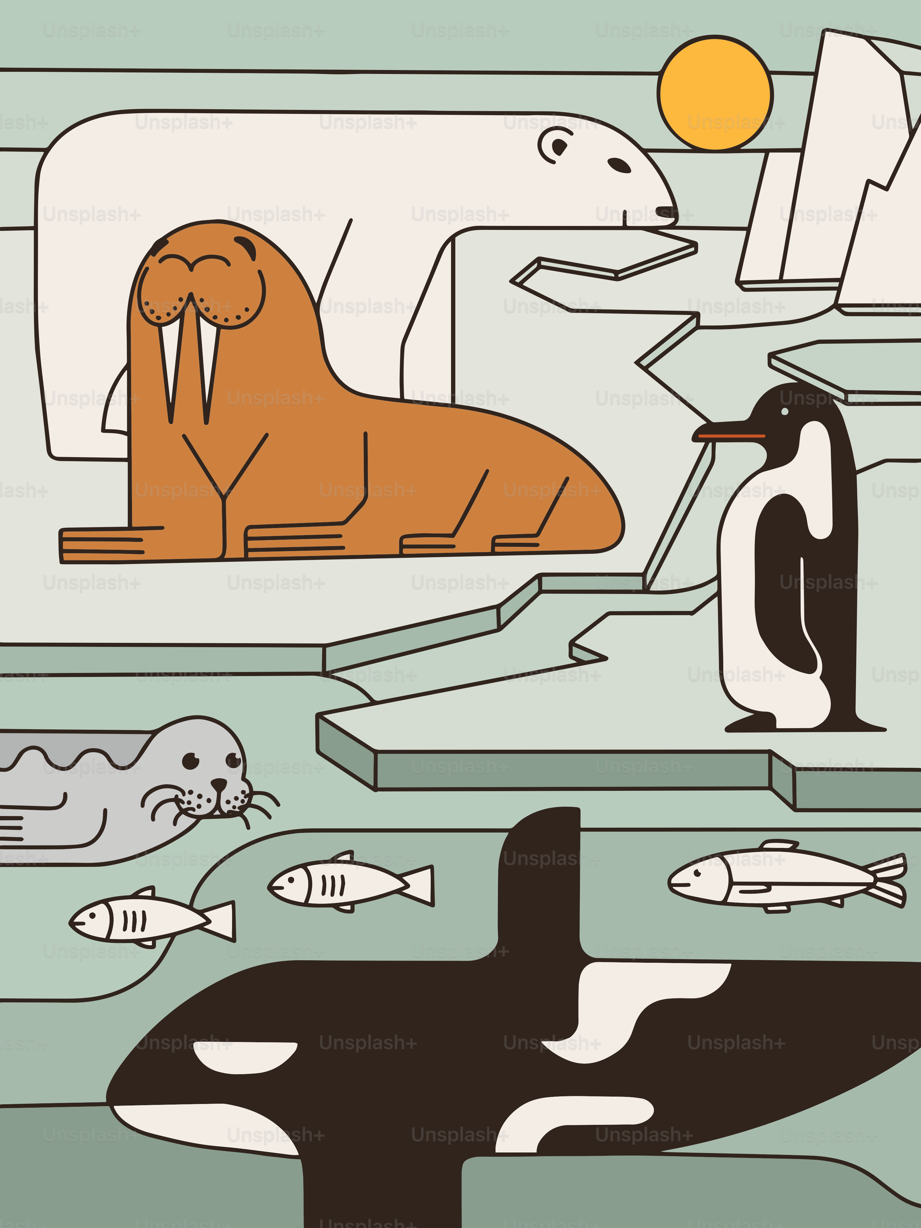 A group of animals that are in a room