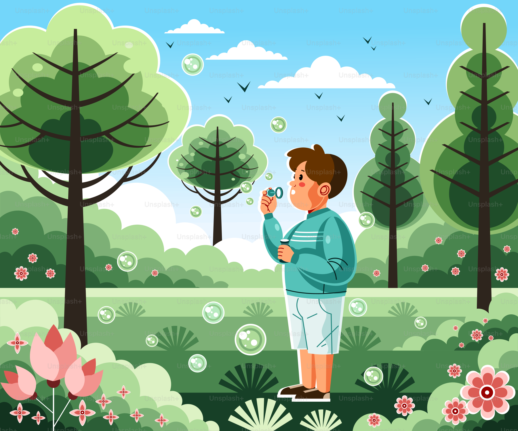 Un uomo in piedi in mezzo a un parco