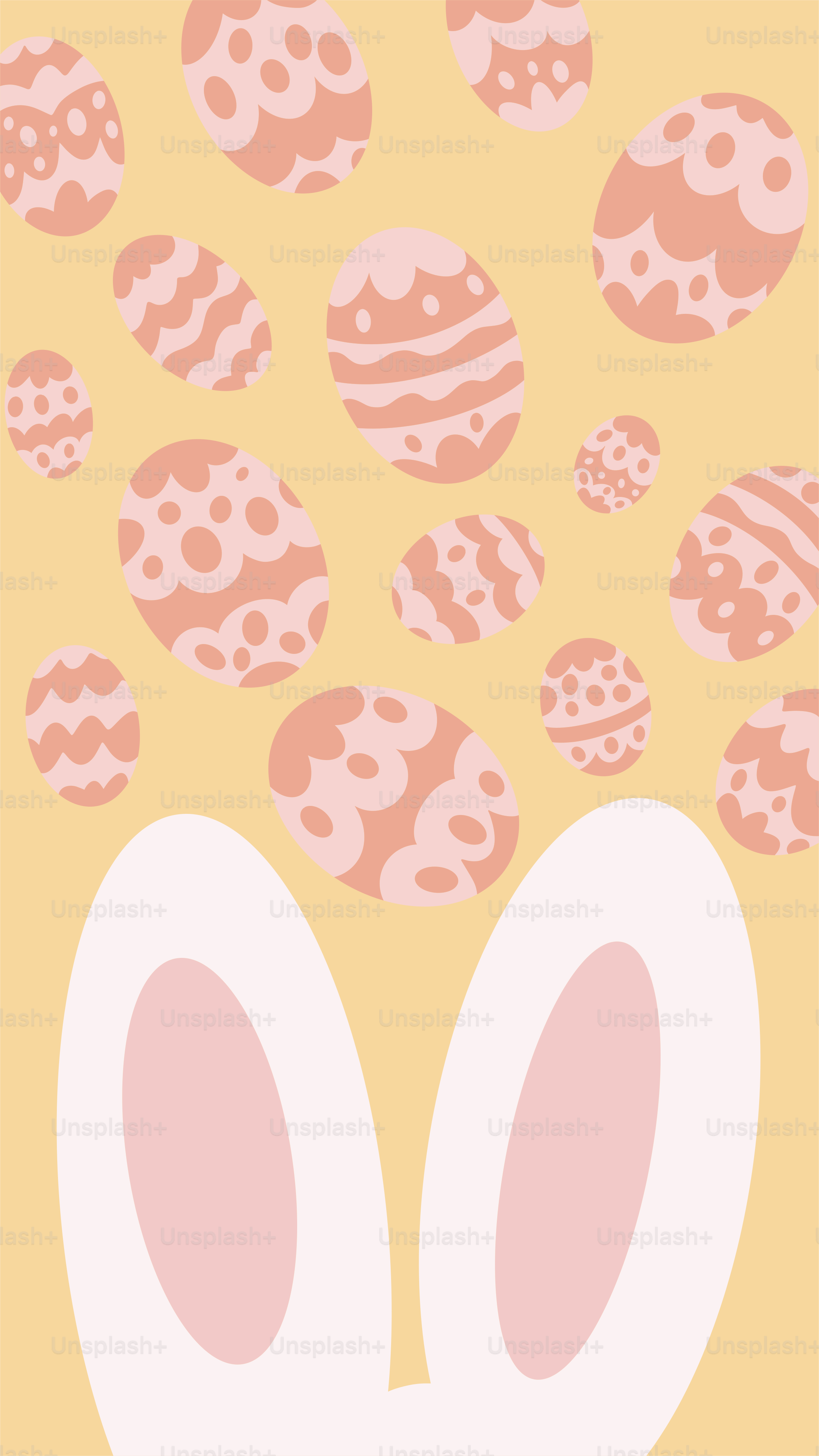 An easter card with a bunny's ears and eggs